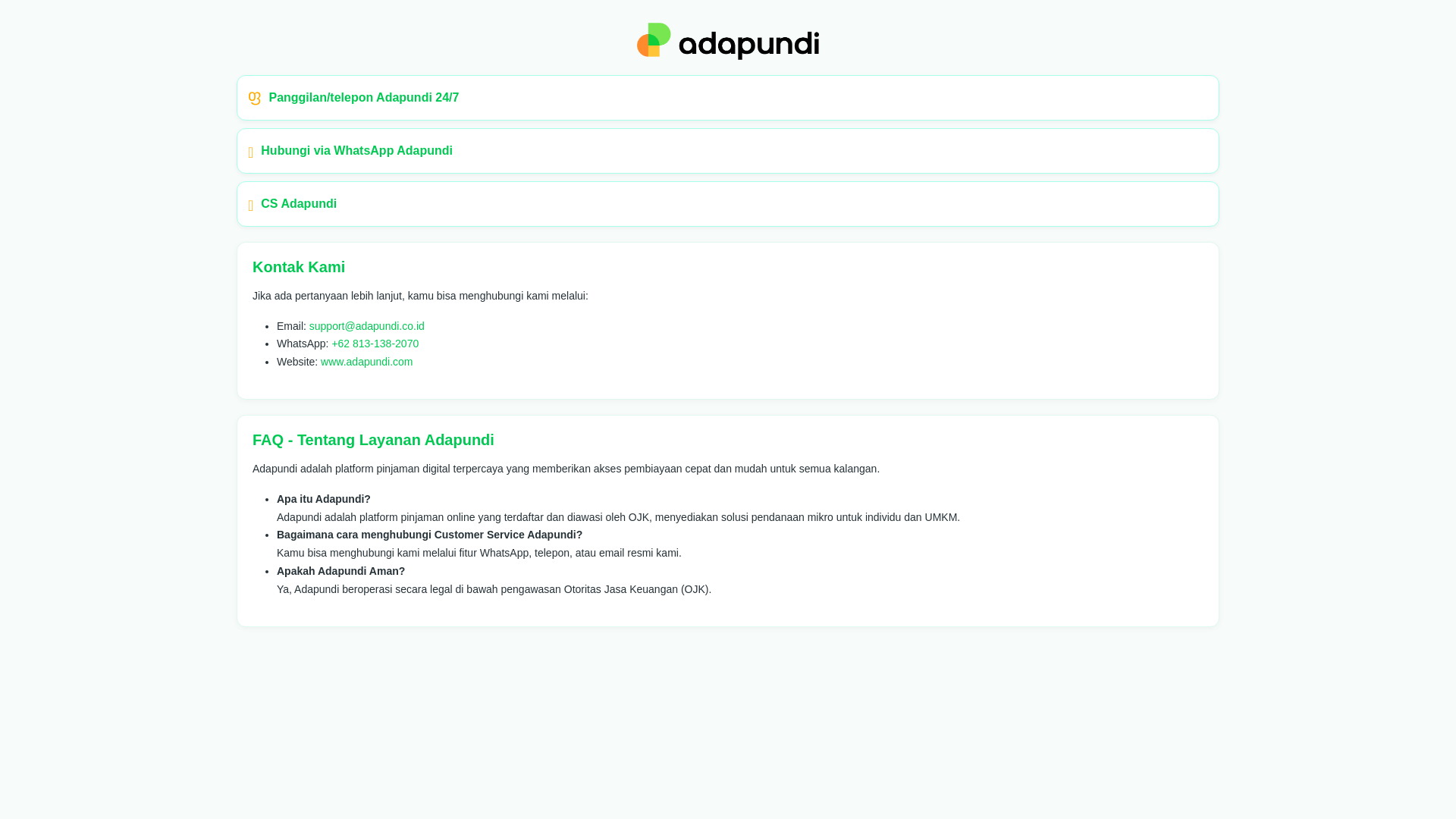 website screenshot of https://pusatbantuanadapundi.site/