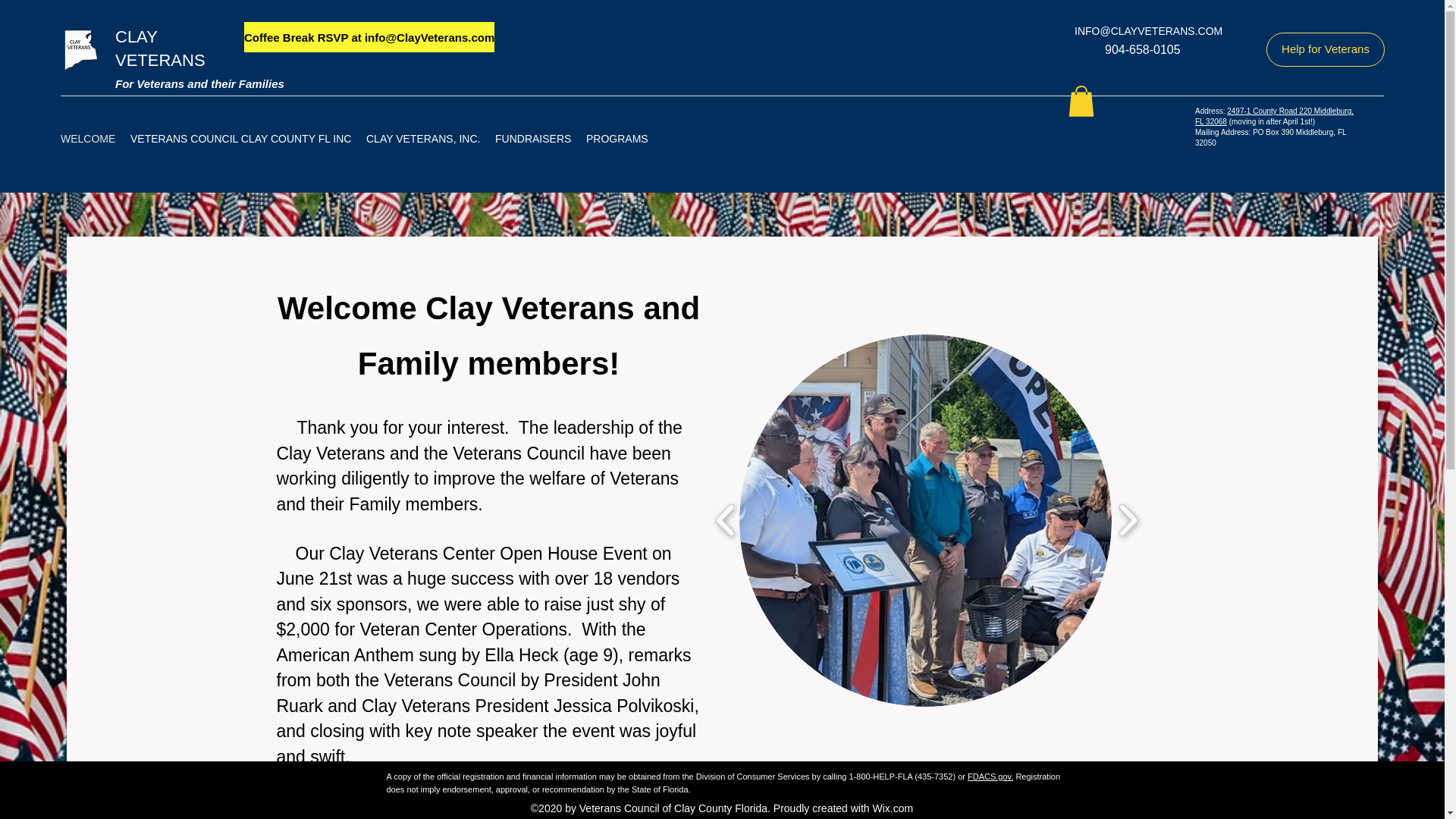 website screenshot of https://supportclayvets.com/