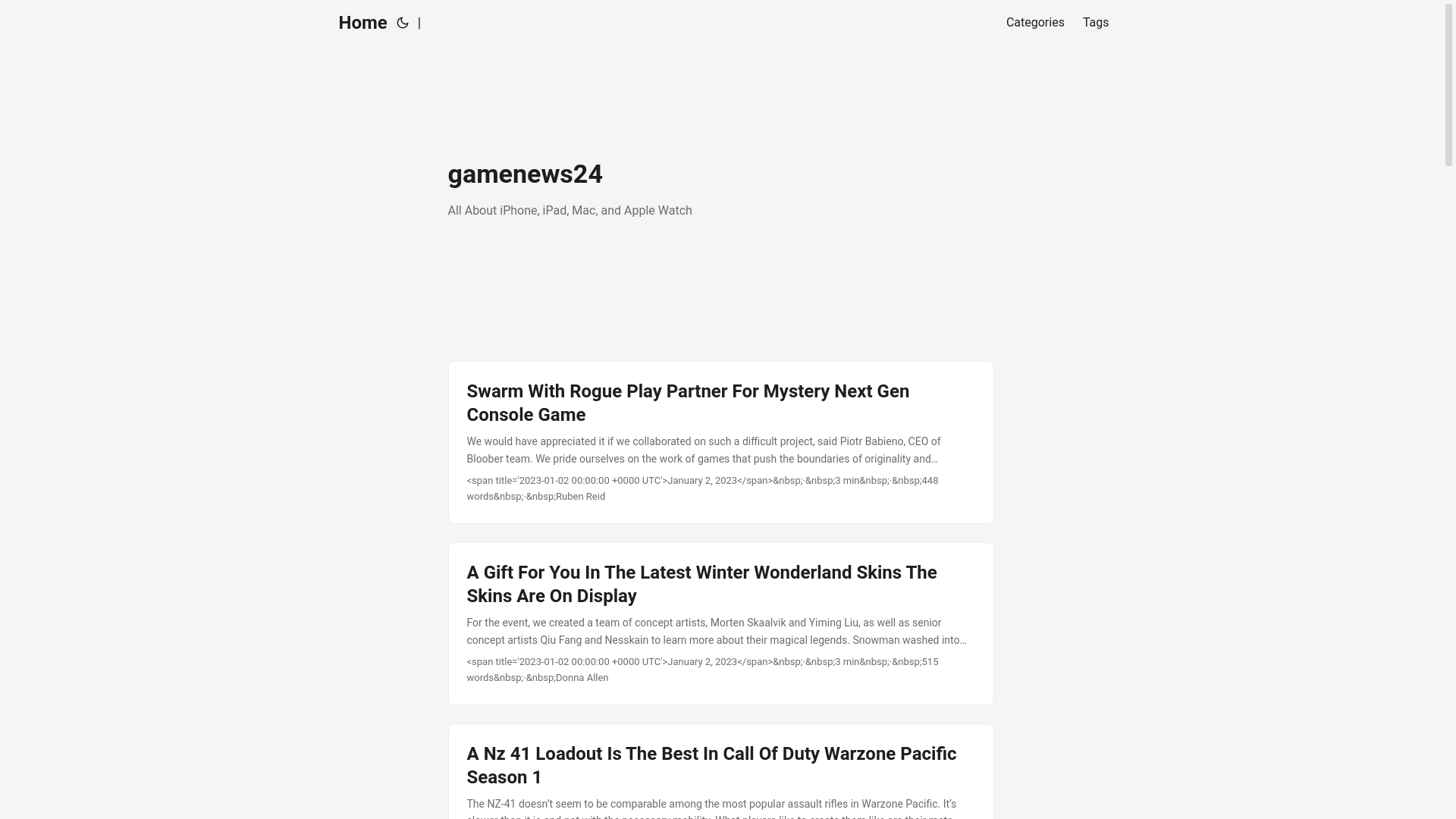 website screenshot of https://gamenews25.pages.dev/
