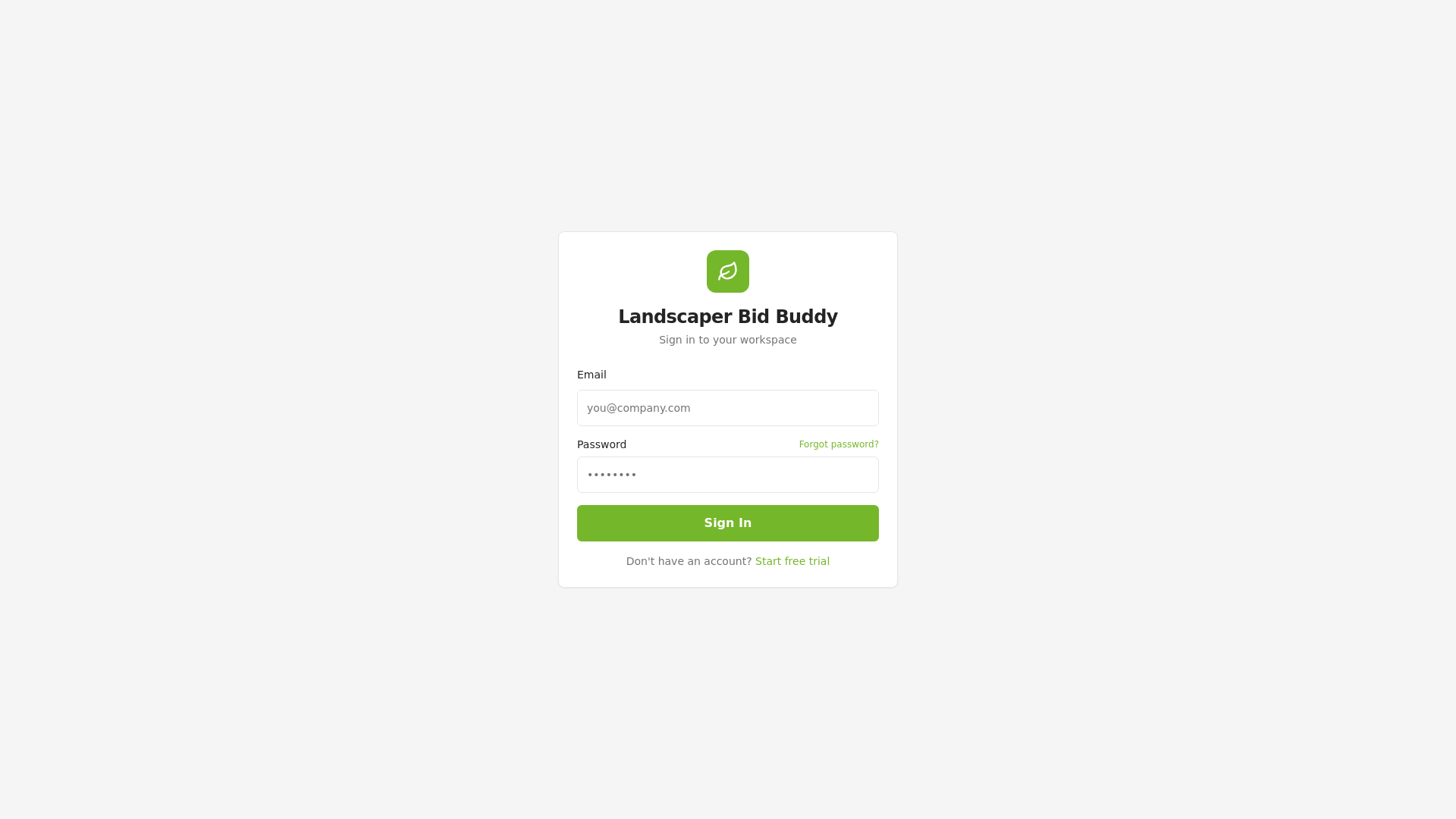 website screenshot of https://landscaperbidbuddy.com/