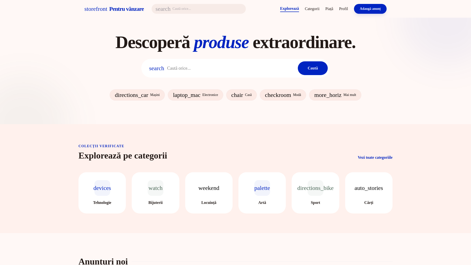 website screenshot of https://vandute.ro