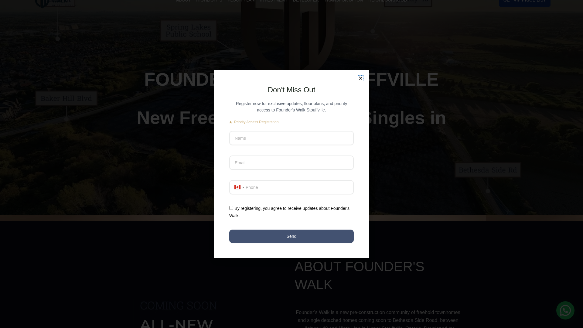 website screenshot of https://founderswalkhomes.ca