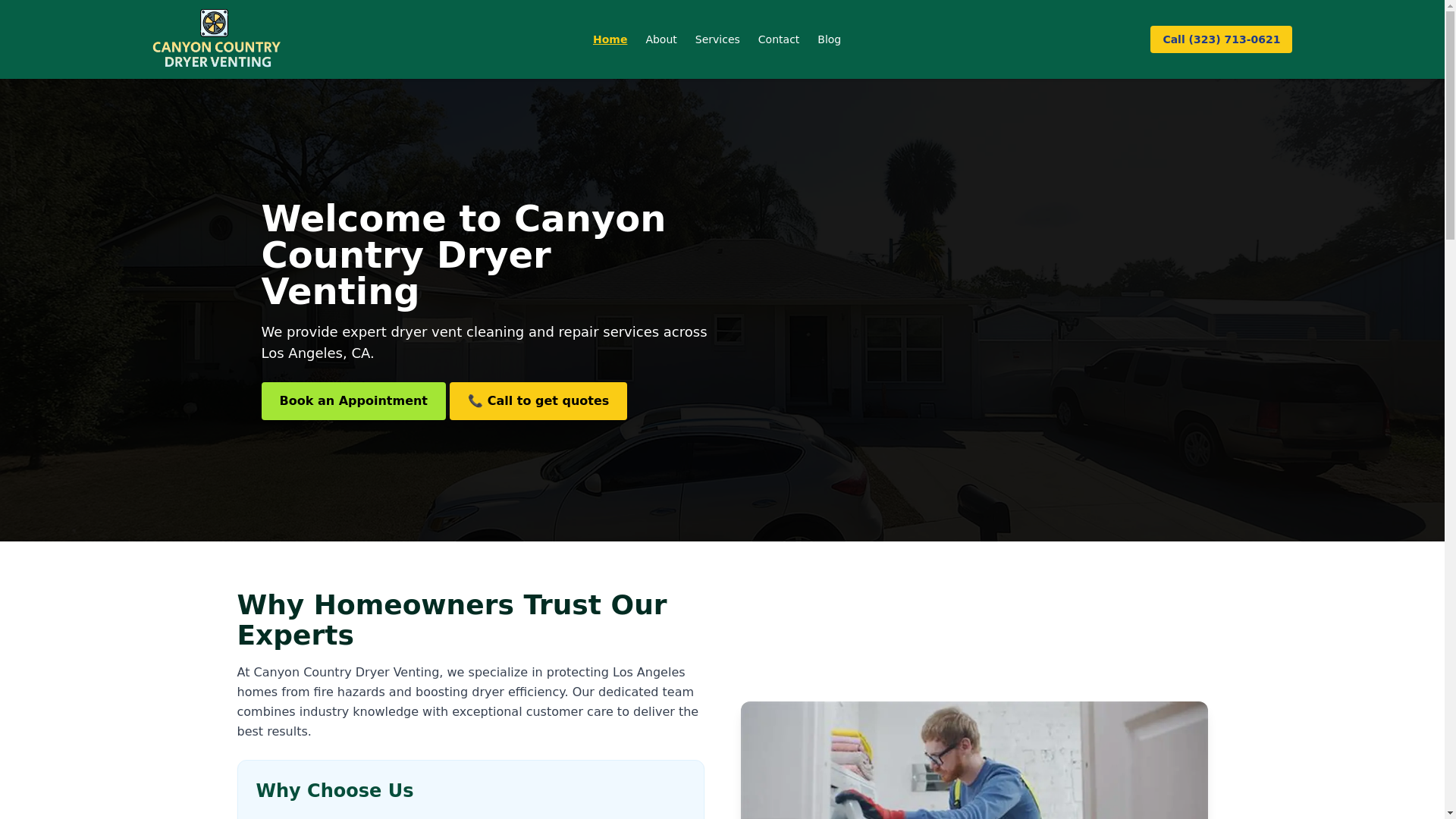 website screenshot of https://canyoncountrydryerventing.site/