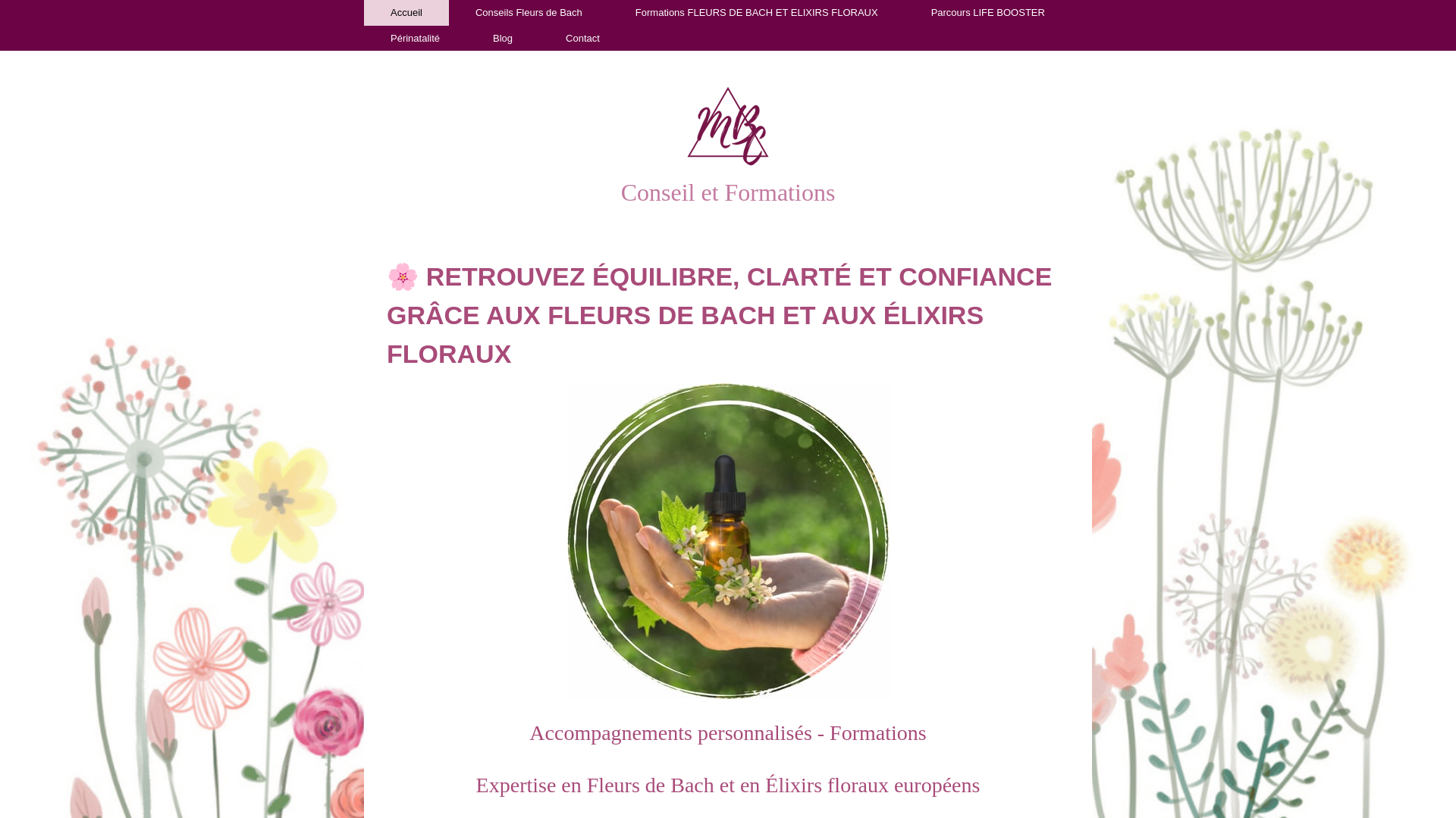website screenshot of https://marysiabienvenu-fleursdebach.fr/
