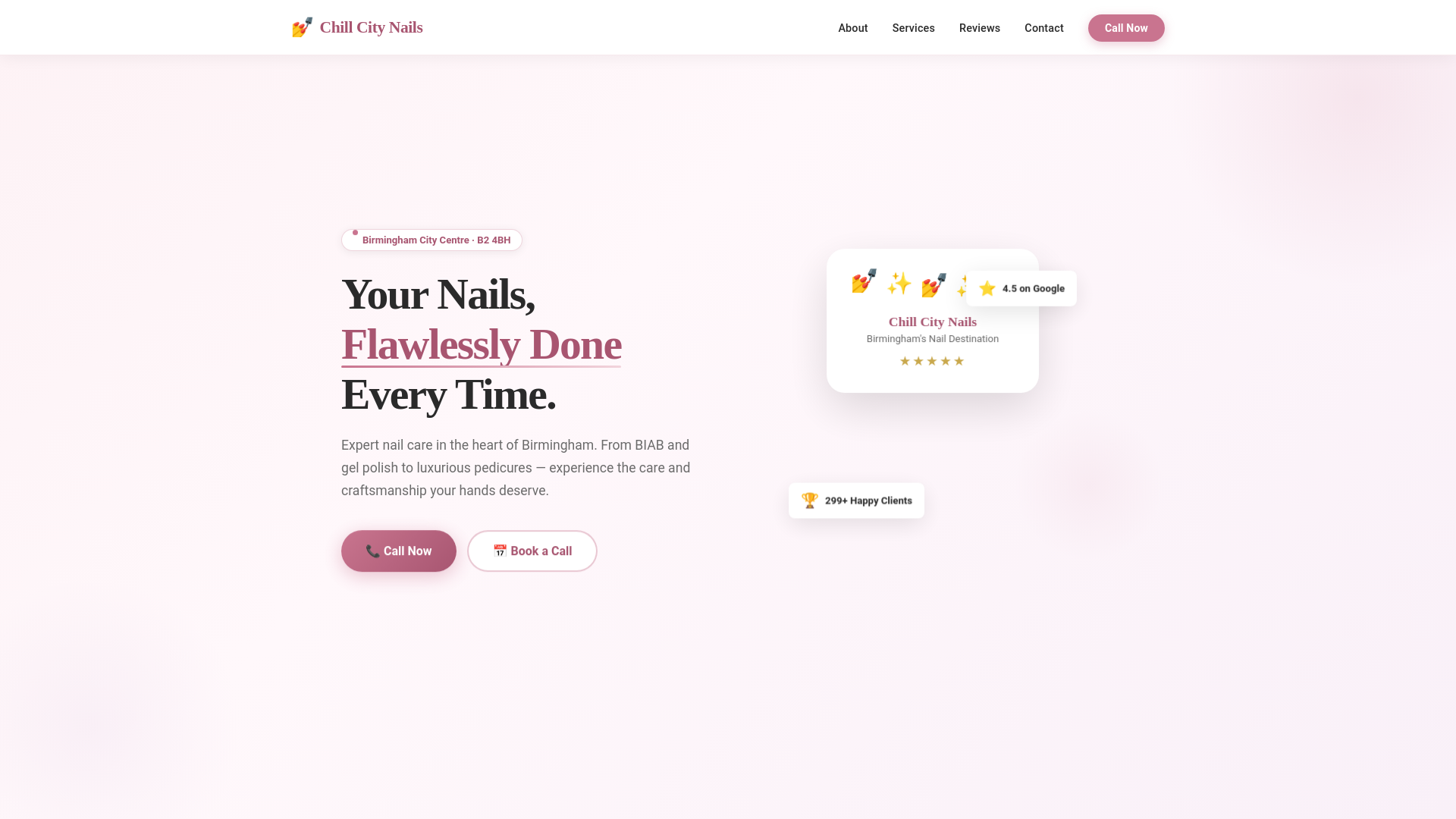 website screenshot of https://chill-city-nails.pages.dev/