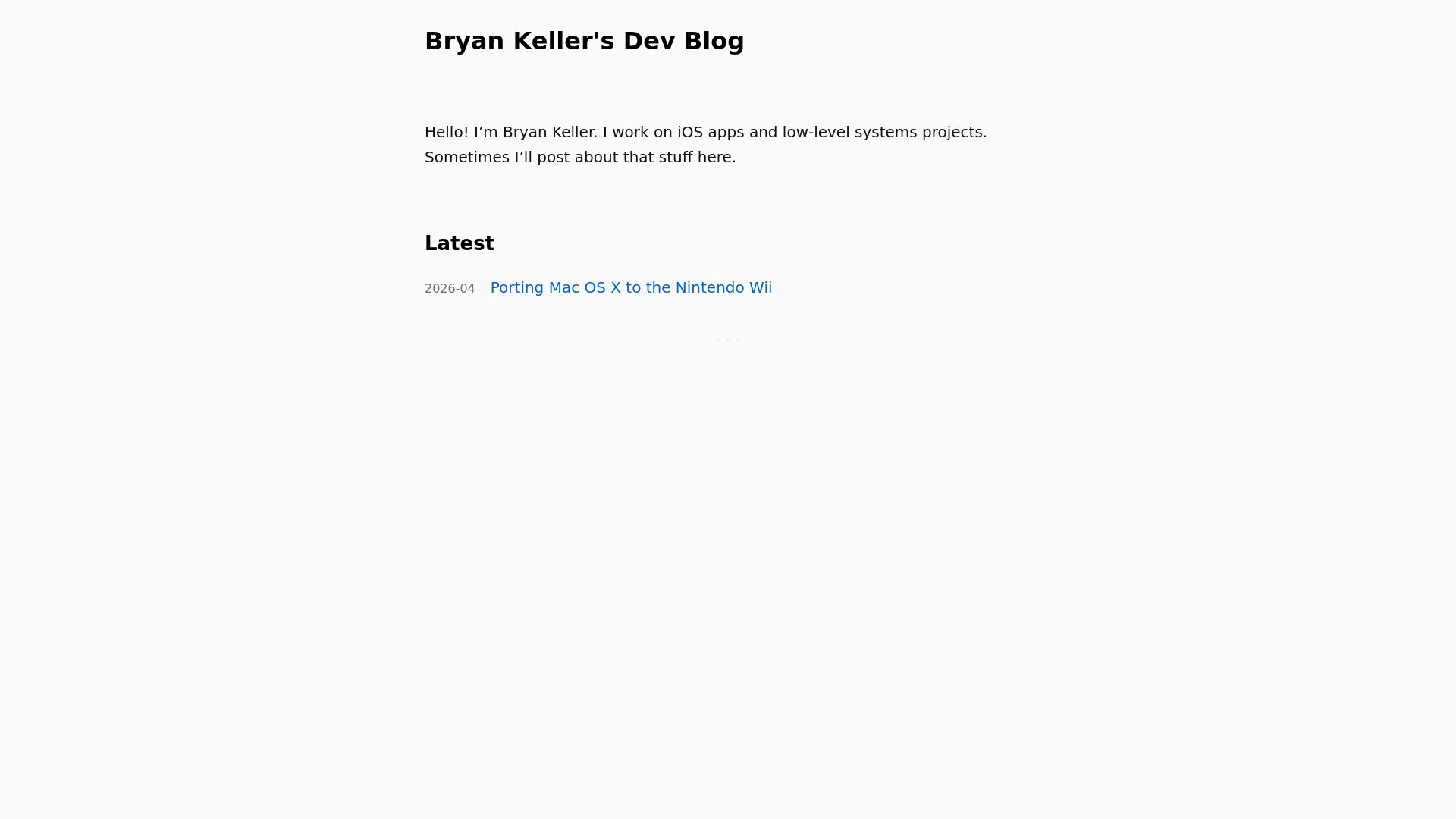 website screenshot of https://bryankeller.github.io/