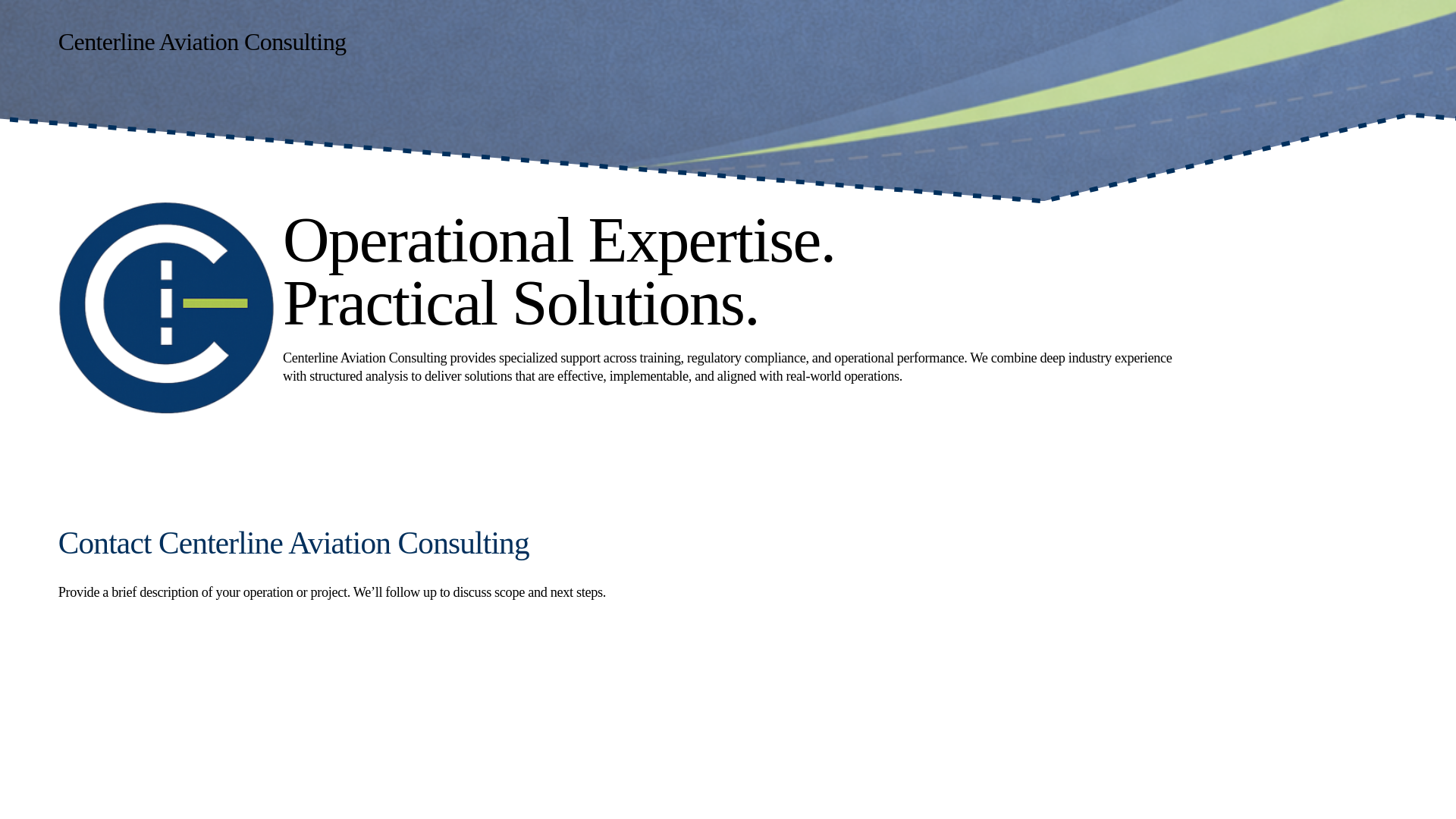 website screenshot of https://centerlineaviationconsulting.com