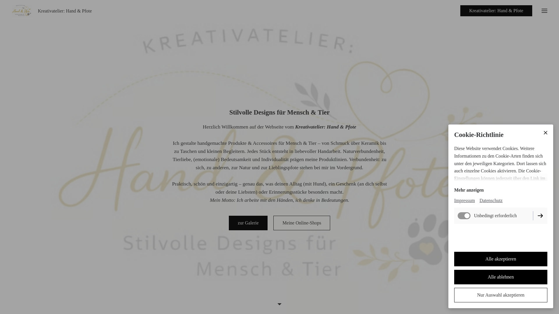 website screenshot of https://kreativatelierhandundpfote.de/