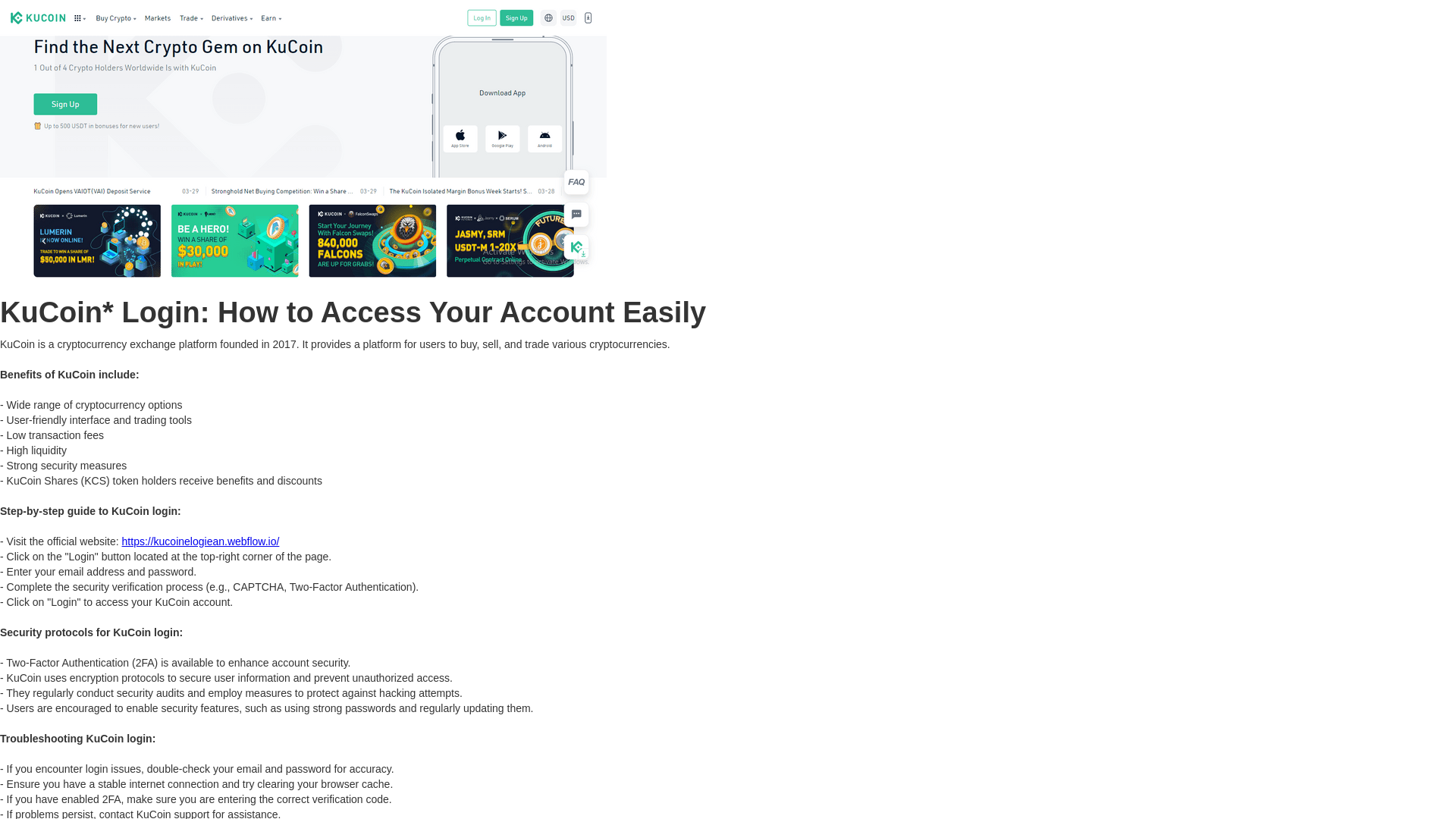 website screenshot of https://kucoinelogiean.webflow.io