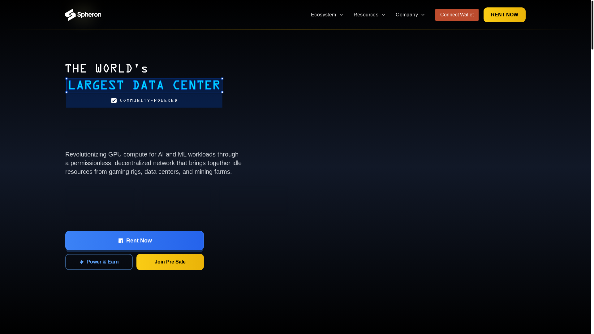 website screenshot of https://token-spheron.network/