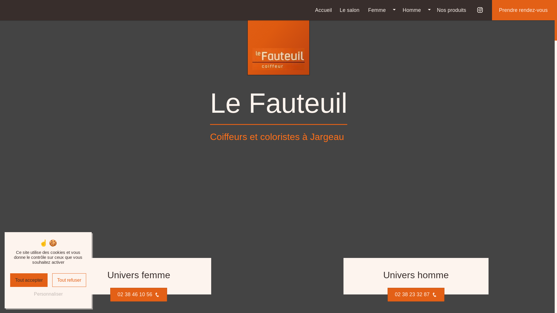 website screenshot of https://lefauteuil-coiffure-45.fr/