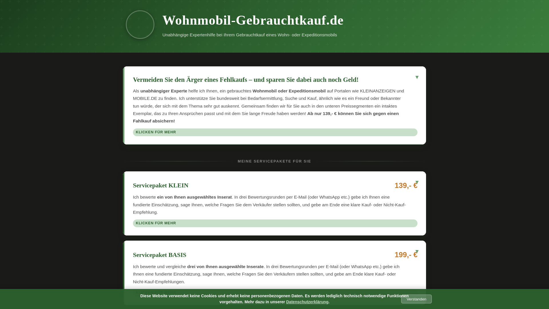 website screenshot of https://expeditionsmobilgebrauchtkauf.de/