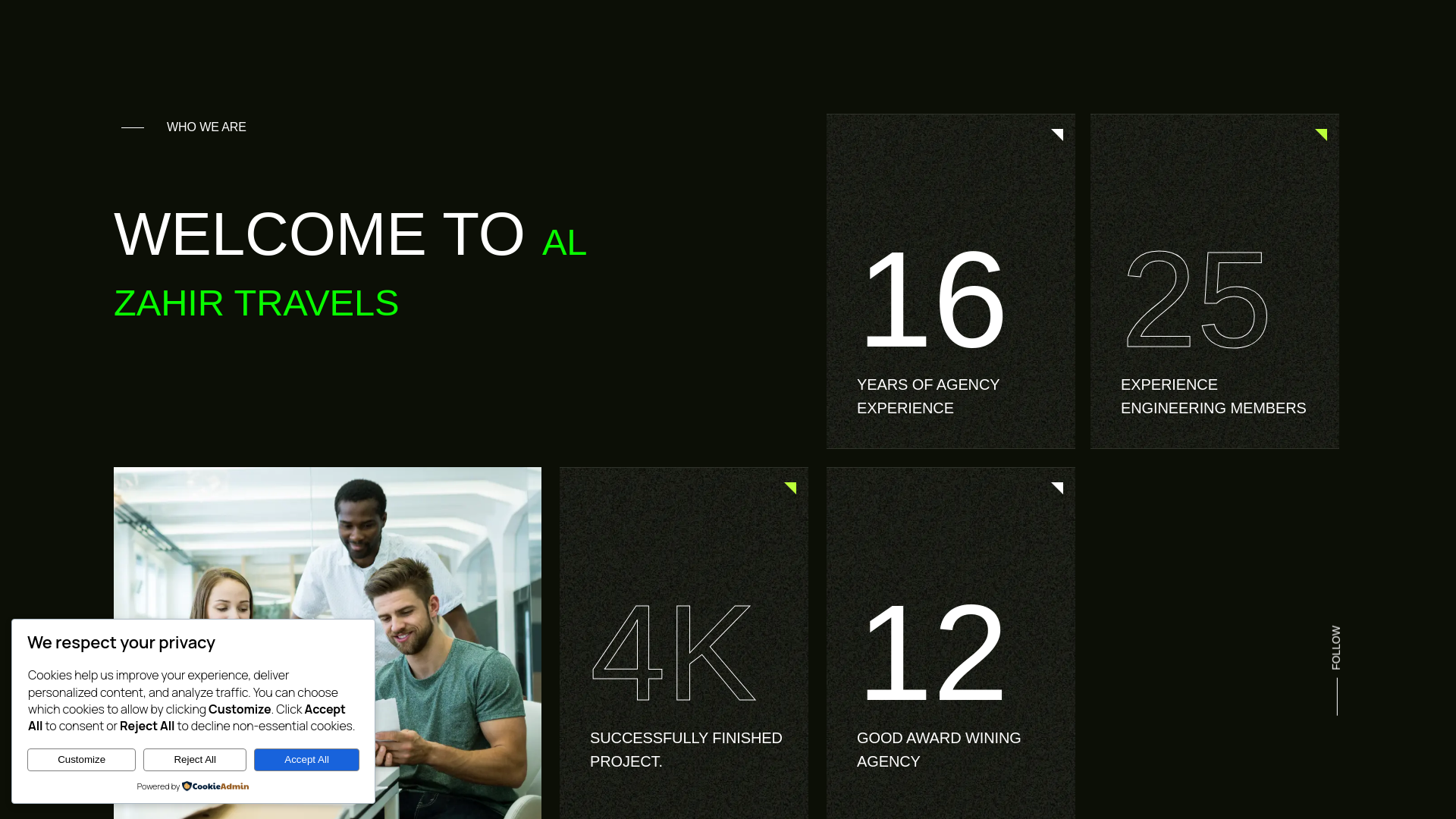 website screenshot of https://alzahirtravels.com/