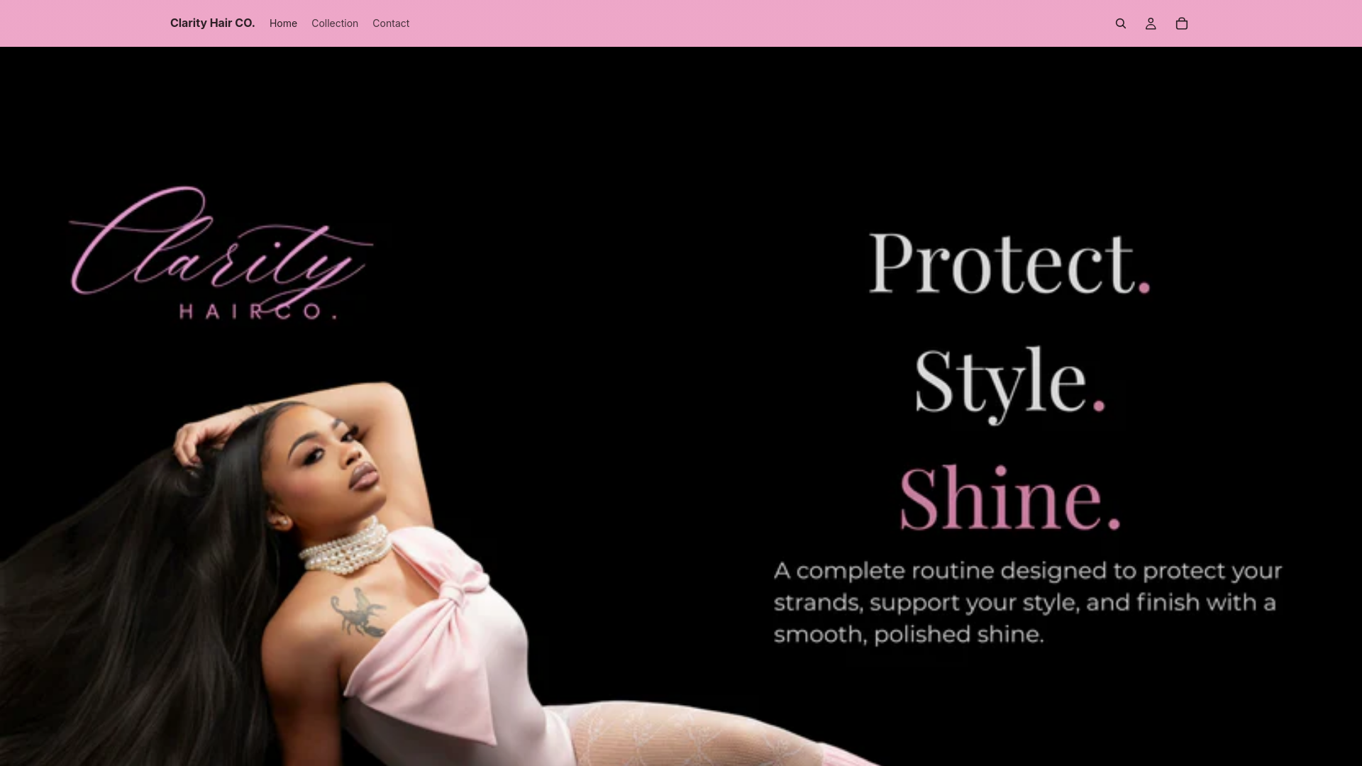 website screenshot of https://clarityhairco.com/