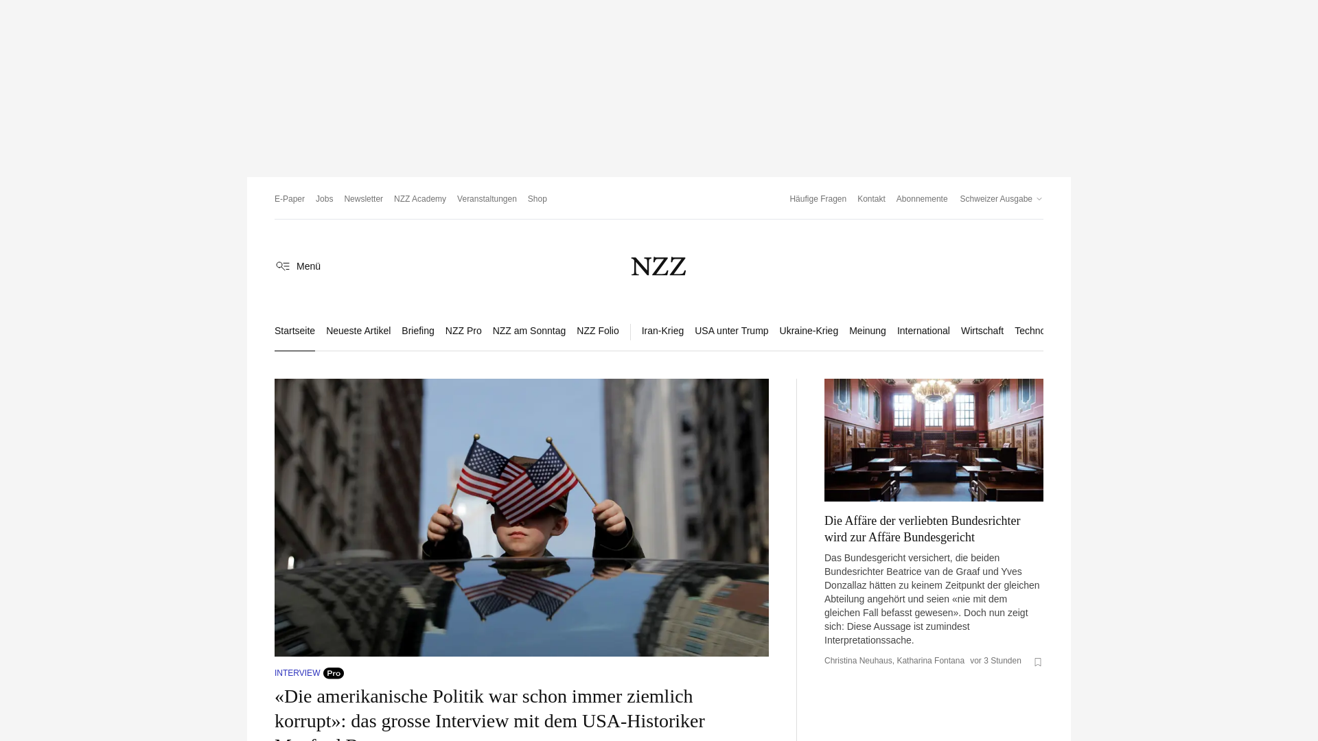 website screenshot of https://www.nzz.ch/