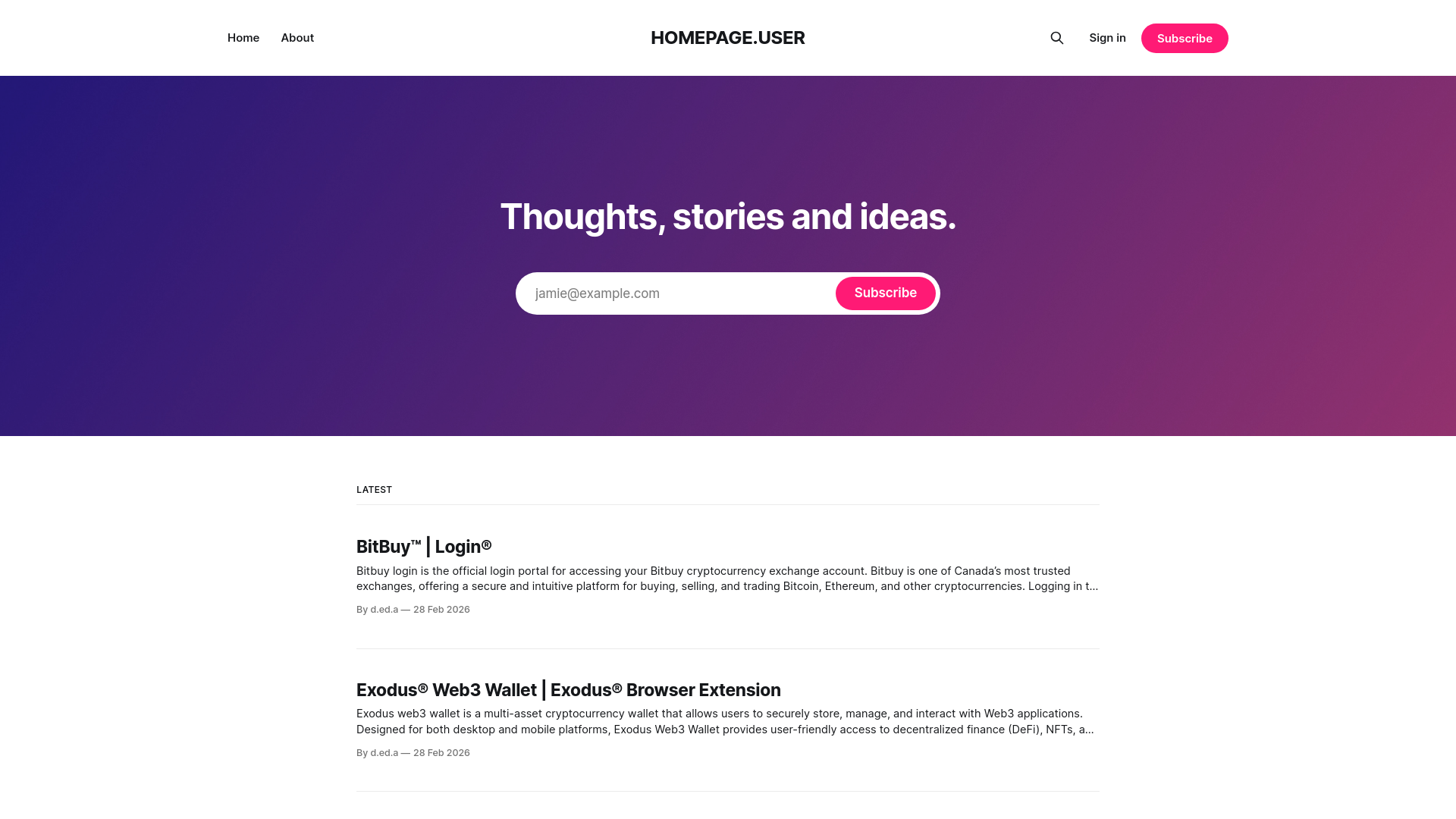 website screenshot of https://enus-user.ghost.io