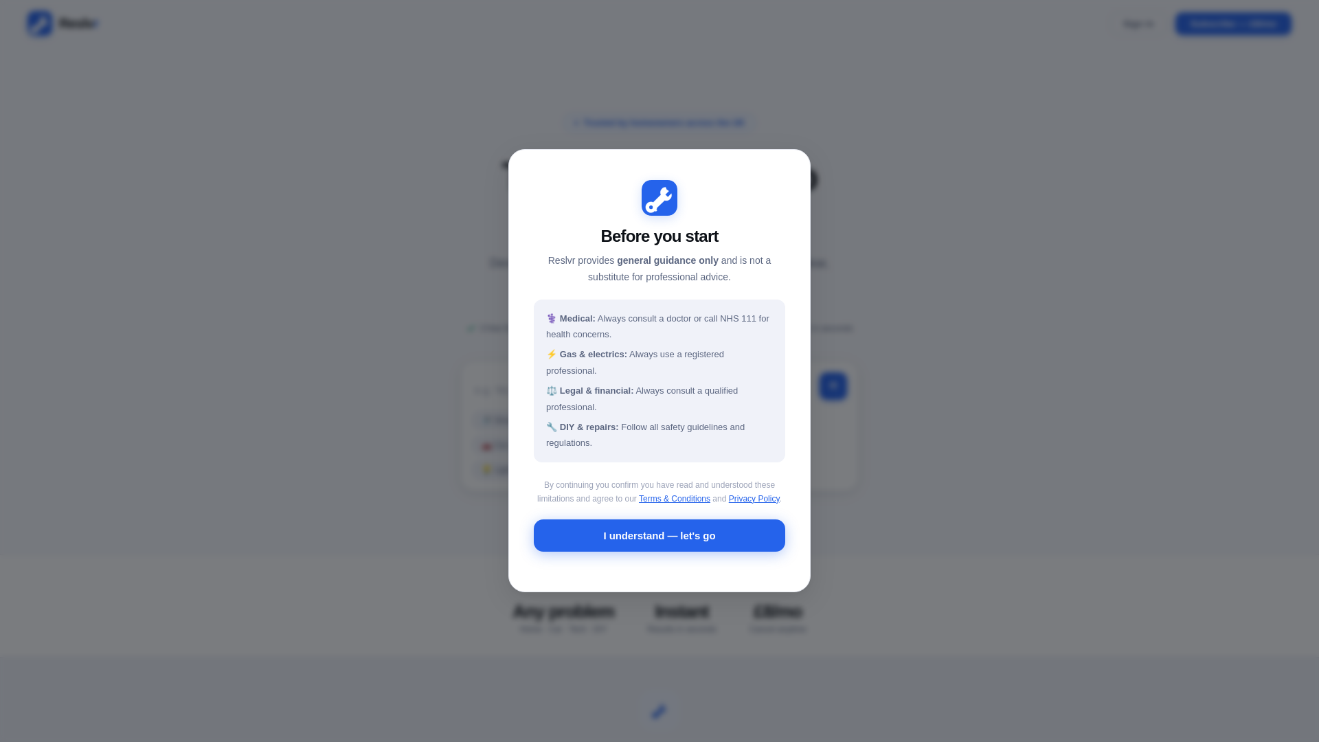 website screenshot of https://reslvr.app