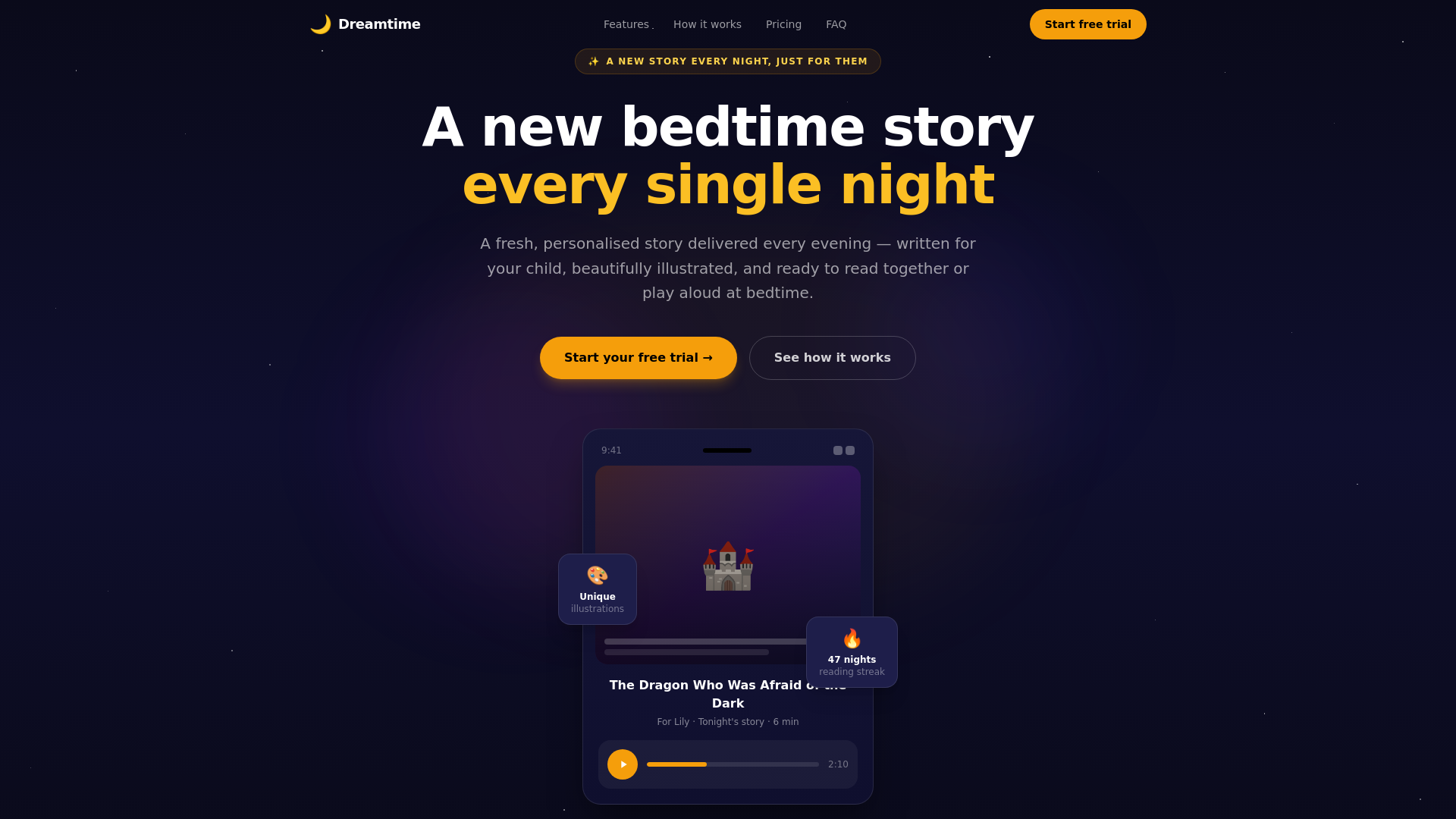 website screenshot of https://trydreamtime.com/