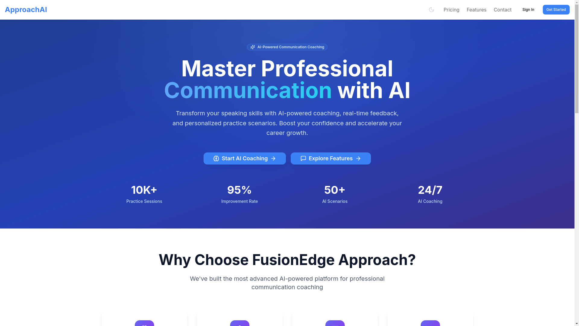 website screenshot of https://approachpracticeai.com/