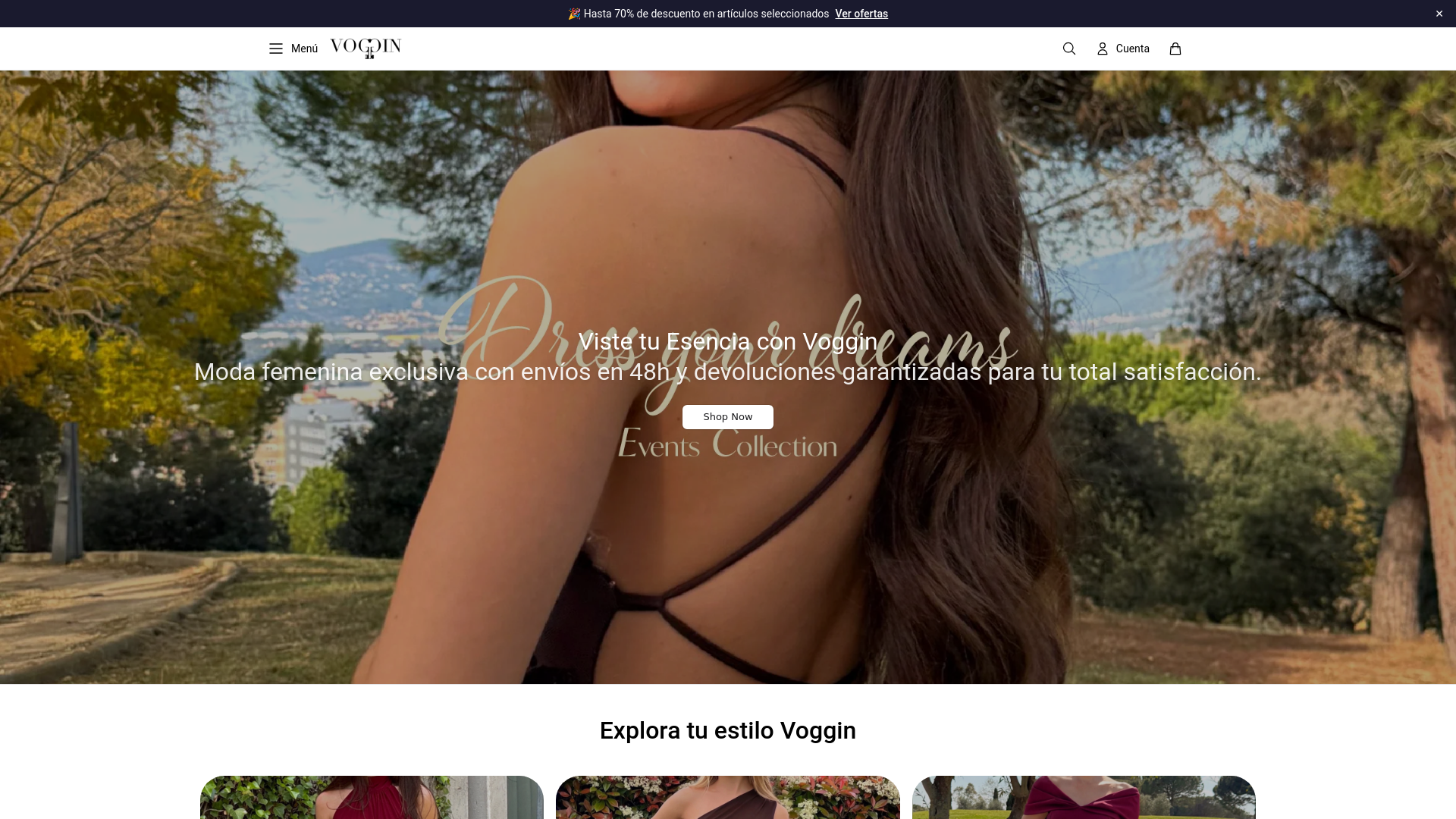 website screenshot of https://vogginstudio.shop