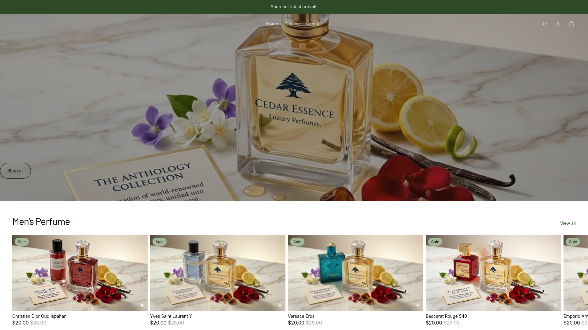 website screenshot of https://cedaressencelb.com