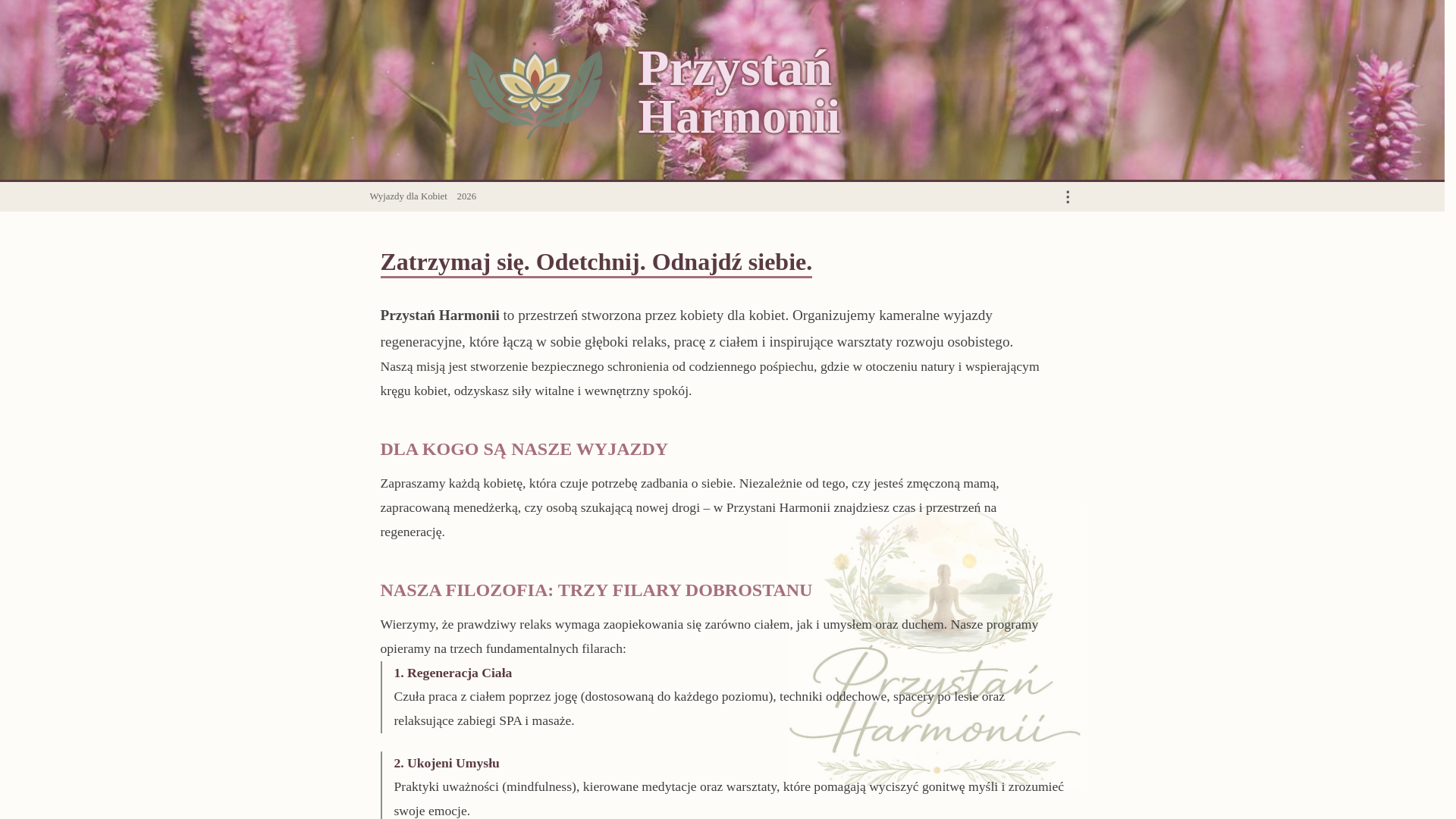website screenshot of https://przystanharmonii.pl