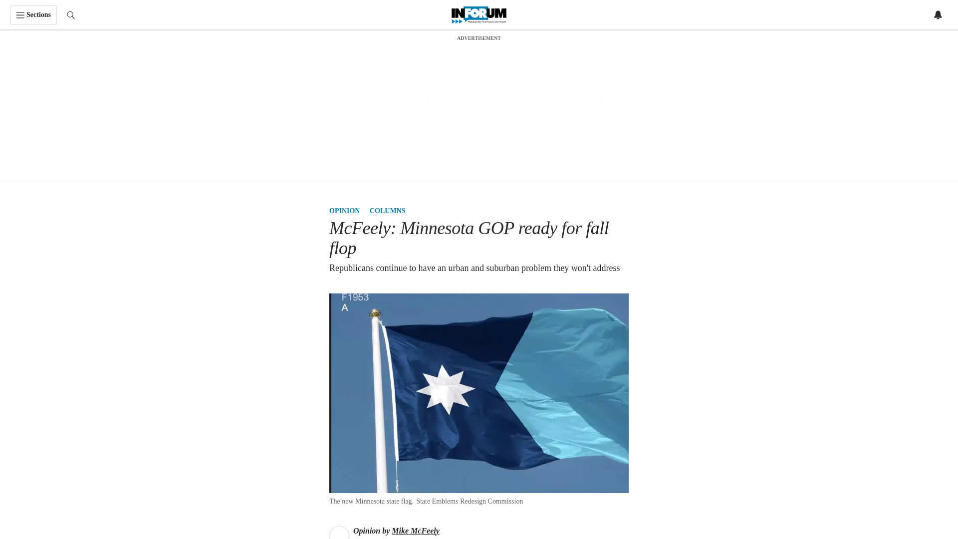 website screenshot of https://www.inforum.com/opinion/columns/mcfeely-minnesota-gop-ready-for-fall-flop