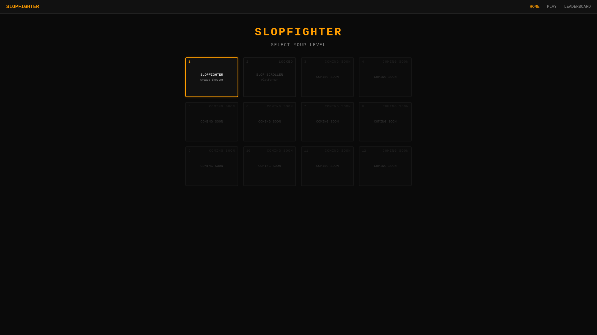 website screenshot of https://slopfighter.lol