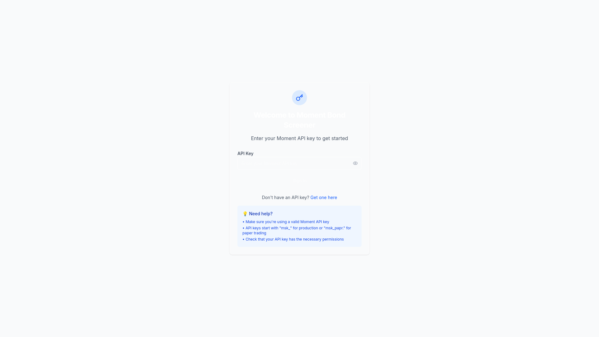 website screenshot of https://takehomebondscreener.com/