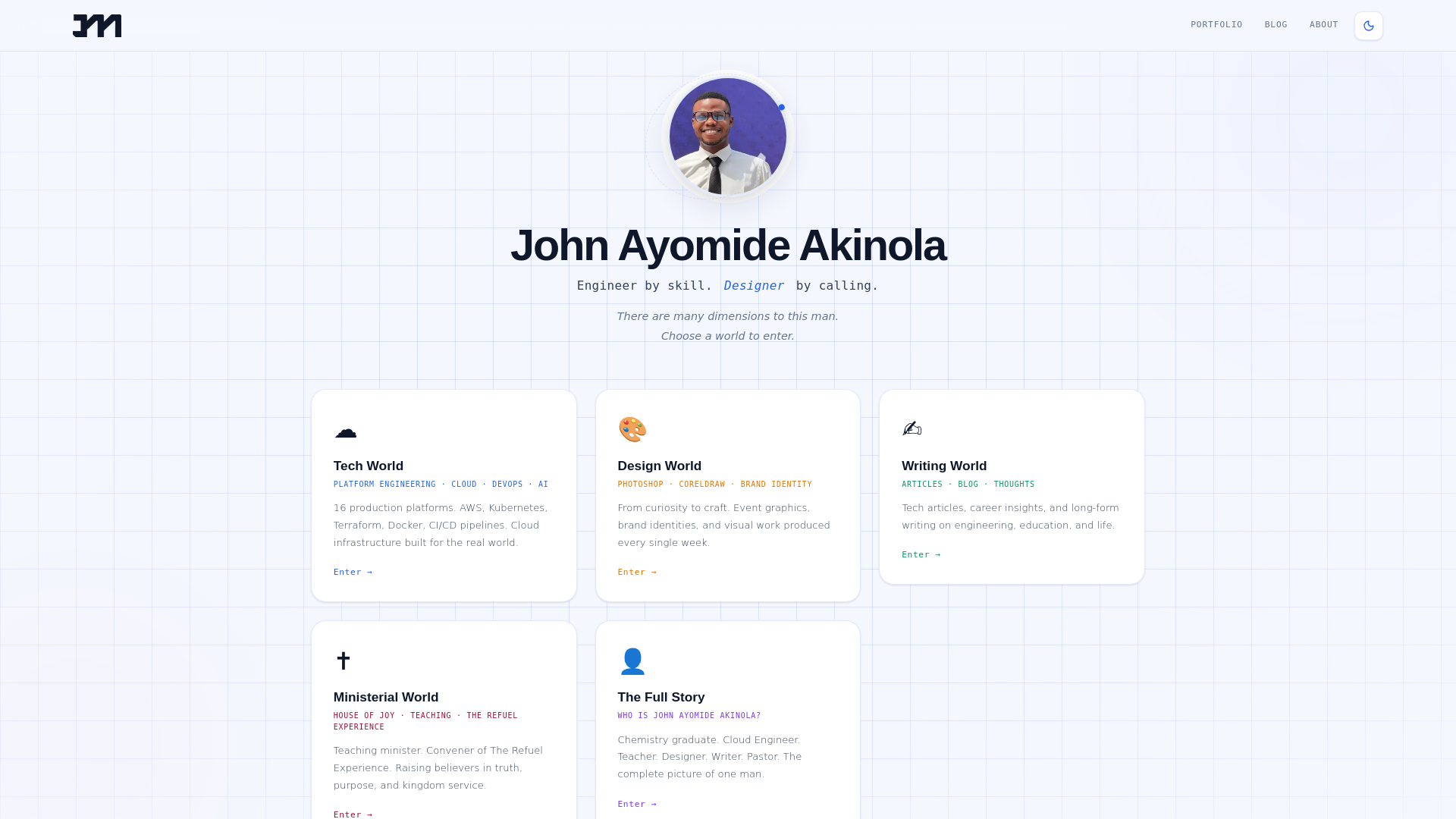 website screenshot of https://johnakinola.com/