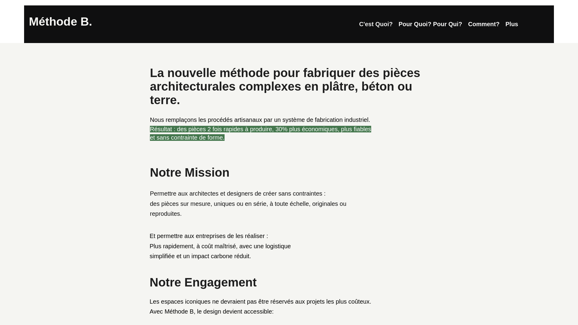 website screenshot of https://methodeb.studio