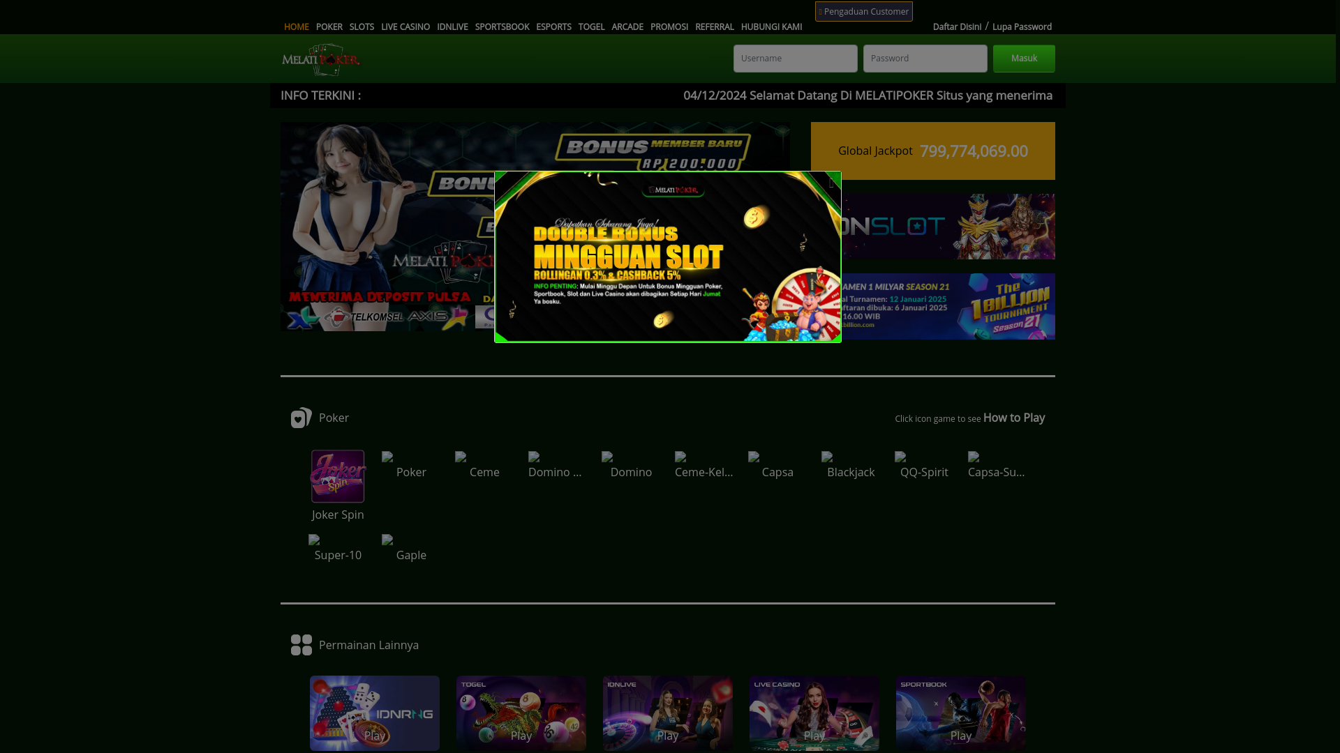 website screenshot of https://pokermelati188.online/