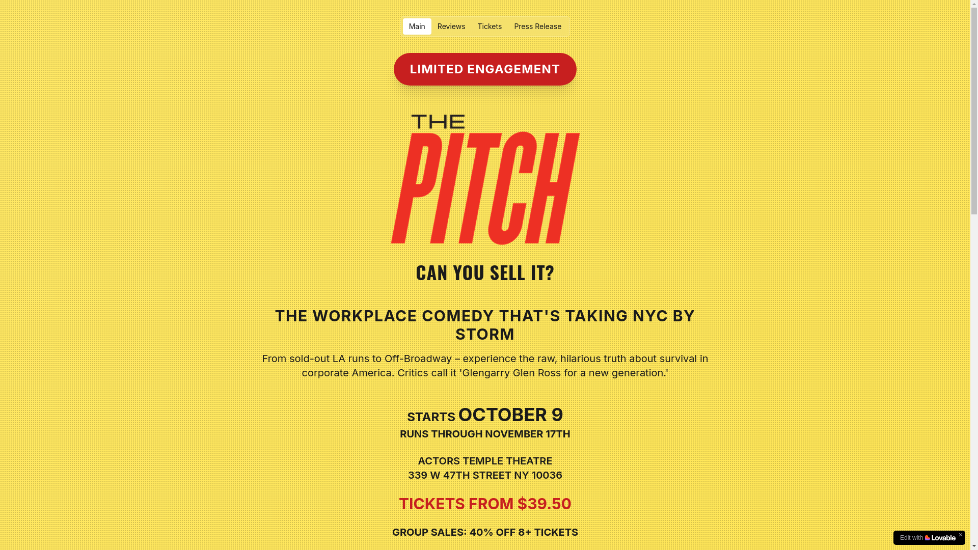 website screenshot of https://the-pitch-nyc.com/