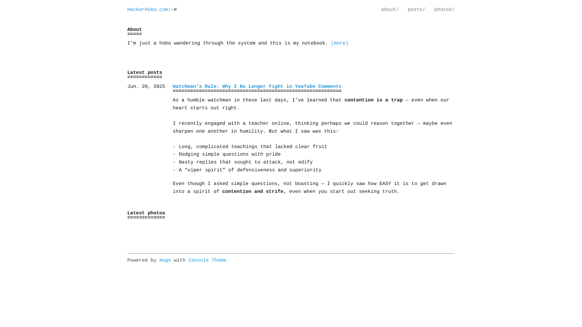 website screenshot of https://hackerhobo-site.pages.dev/
