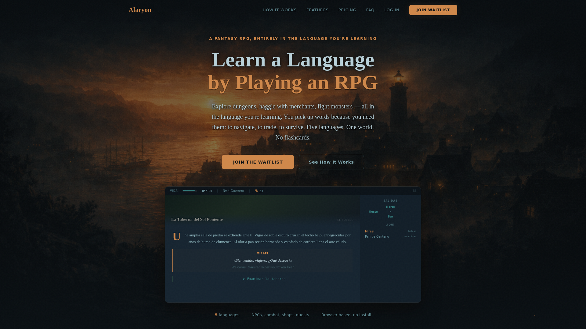 website screenshot of https://alaryon.com