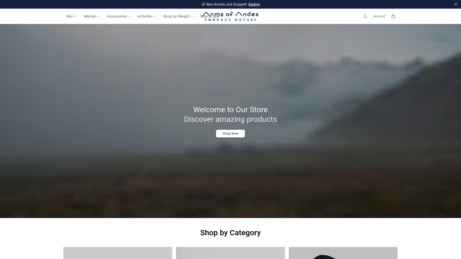 website screenshot of https://armsofandeshq.shop/