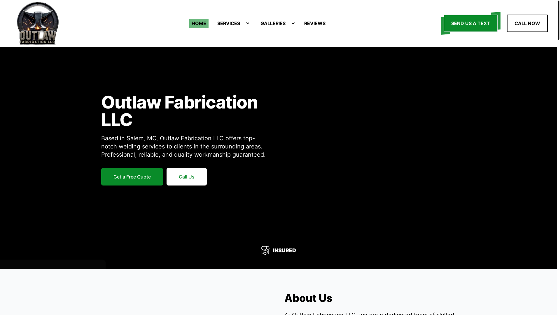 website screenshot of https://outlawfabricationmo.com/