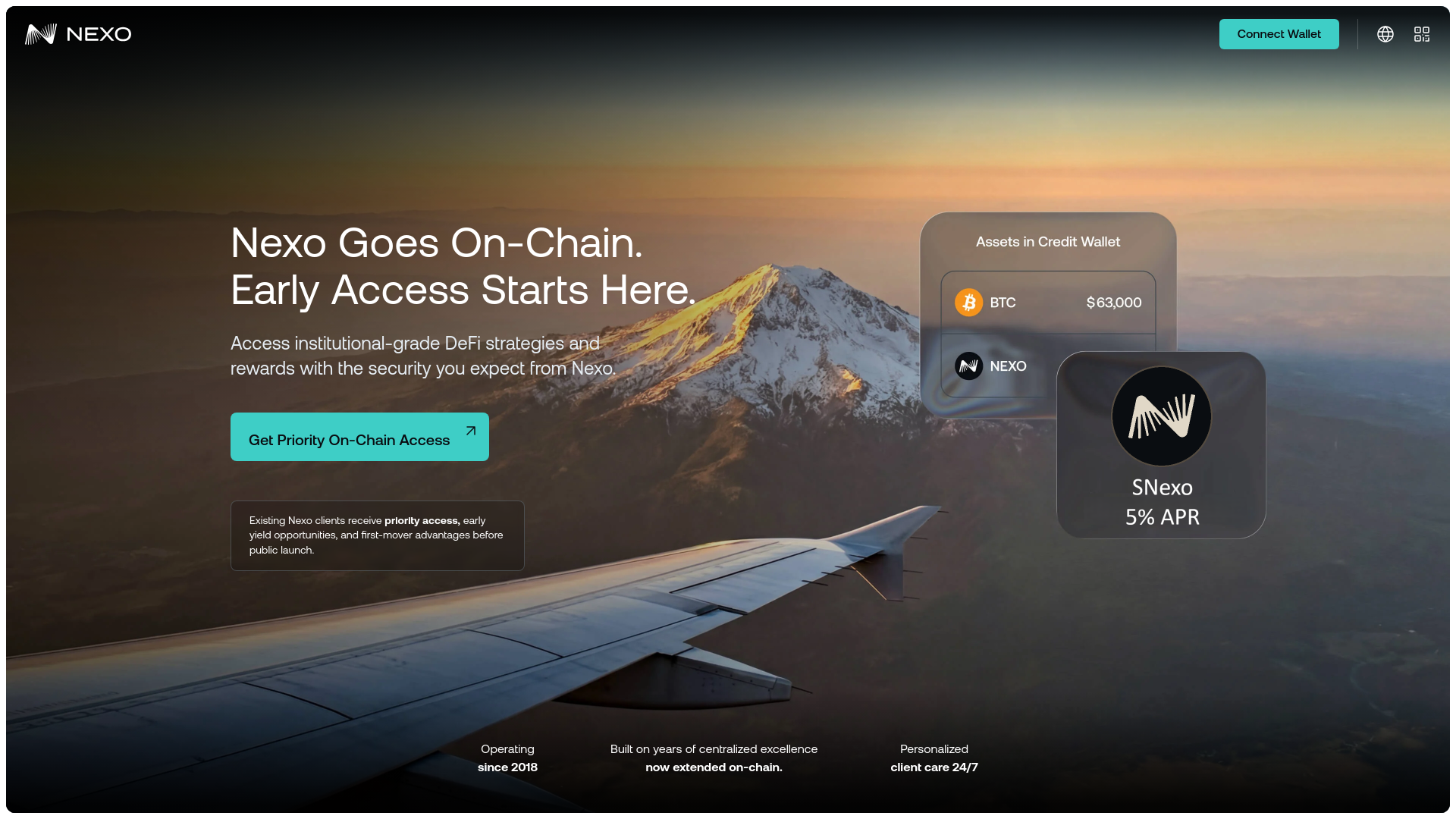 website screenshot of https://access.nexo-chain.com/