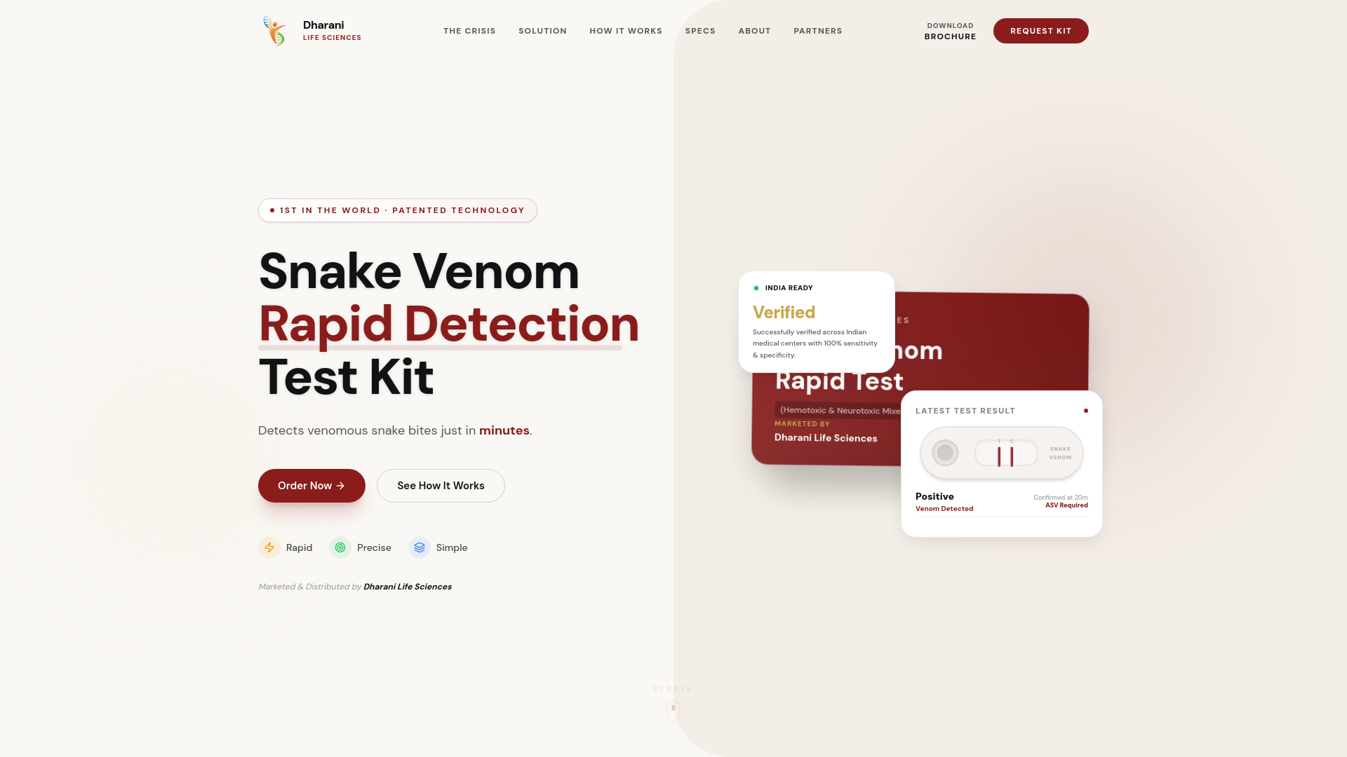 website screenshot of https://dharanilifesciences.com
