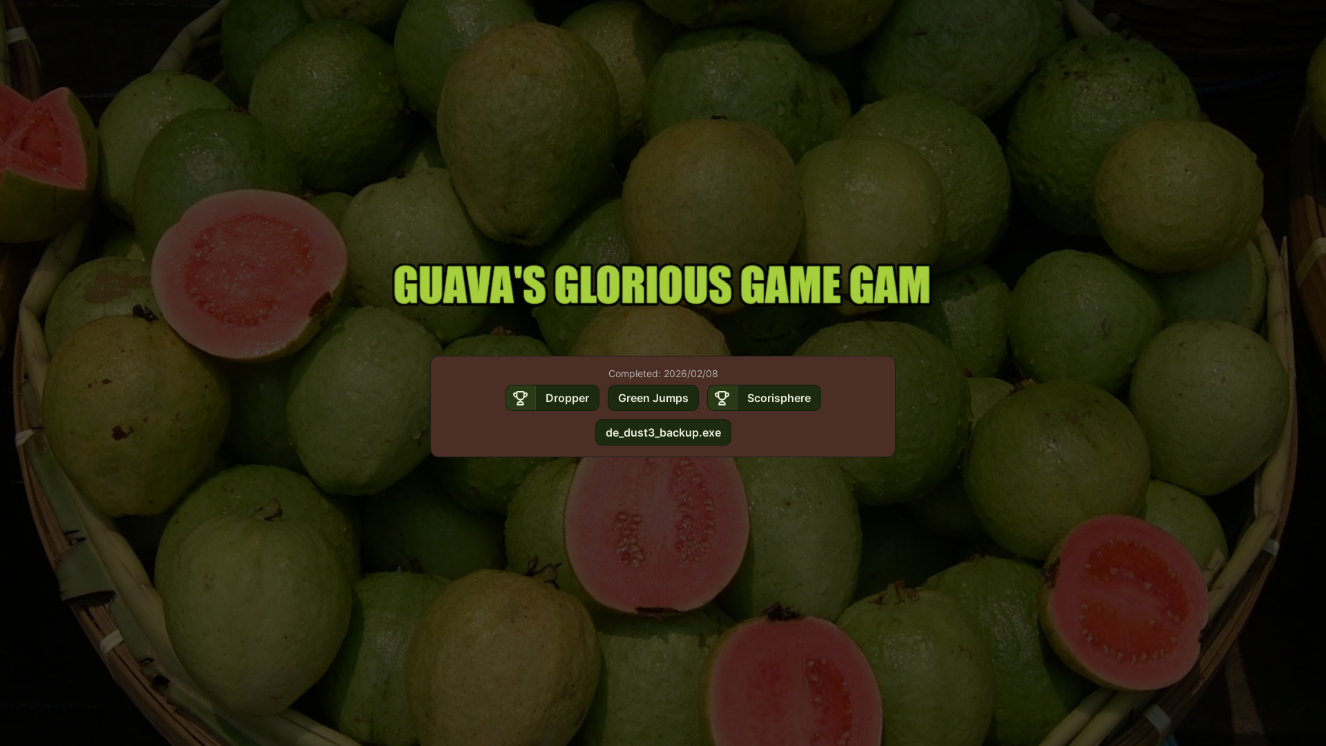 website screenshot of https://guavasgloriousgamegam.ca/
