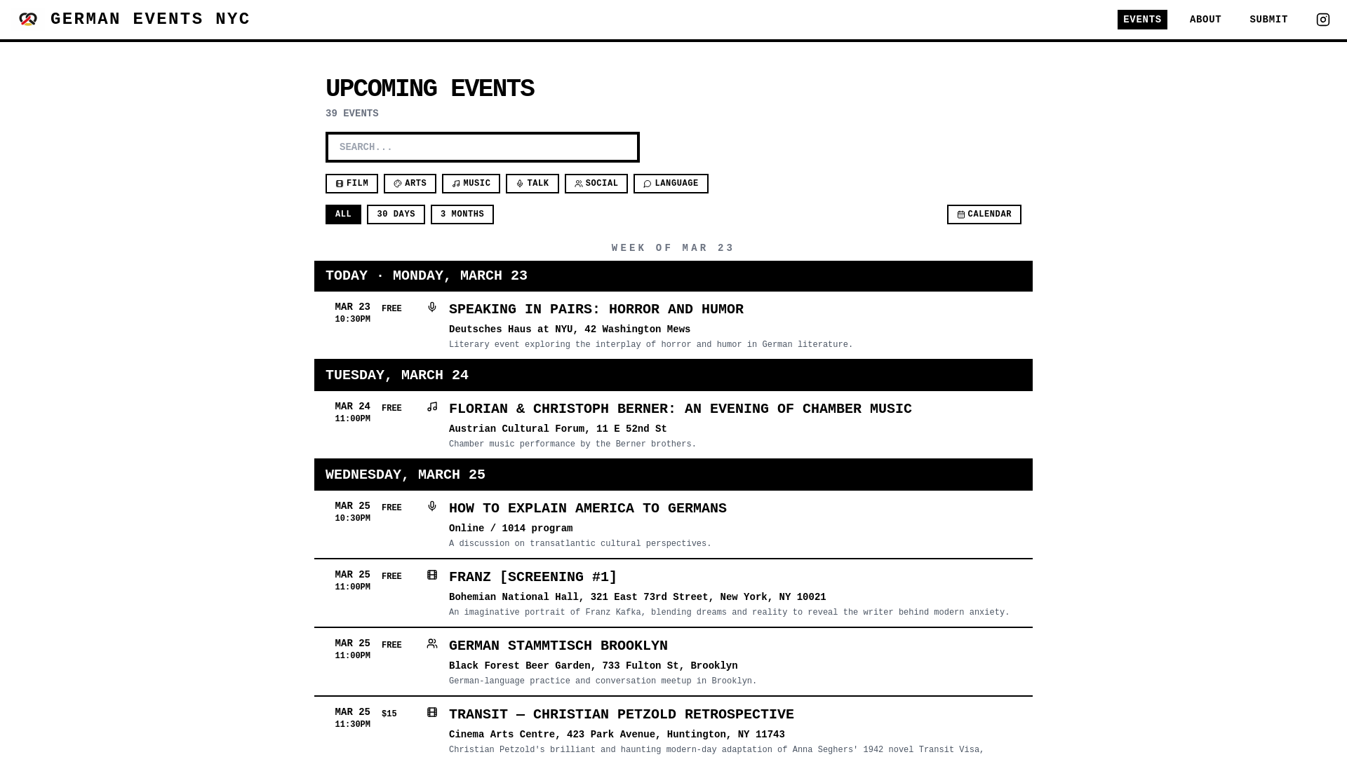 website screenshot of https://germanevents.nyc/