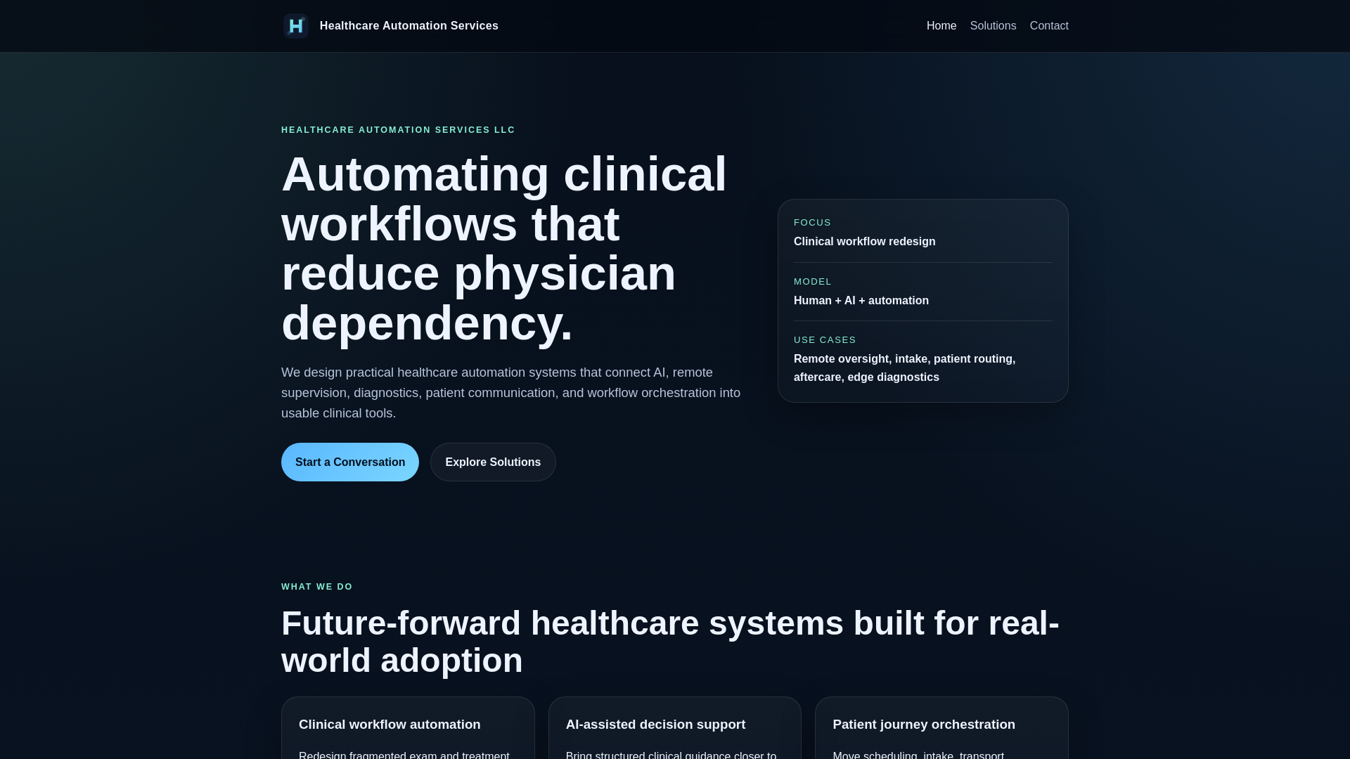 website screenshot of https://heathcareautomationservices.pages.dev/