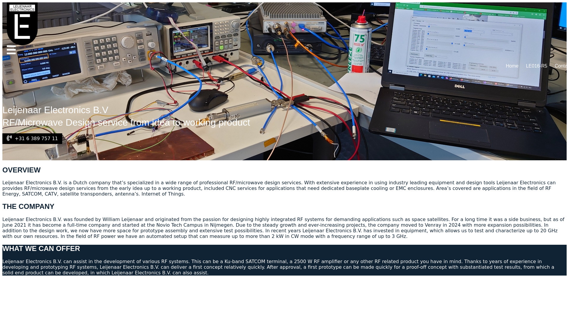 website screenshot of https://leijenaarelectronics.com/
