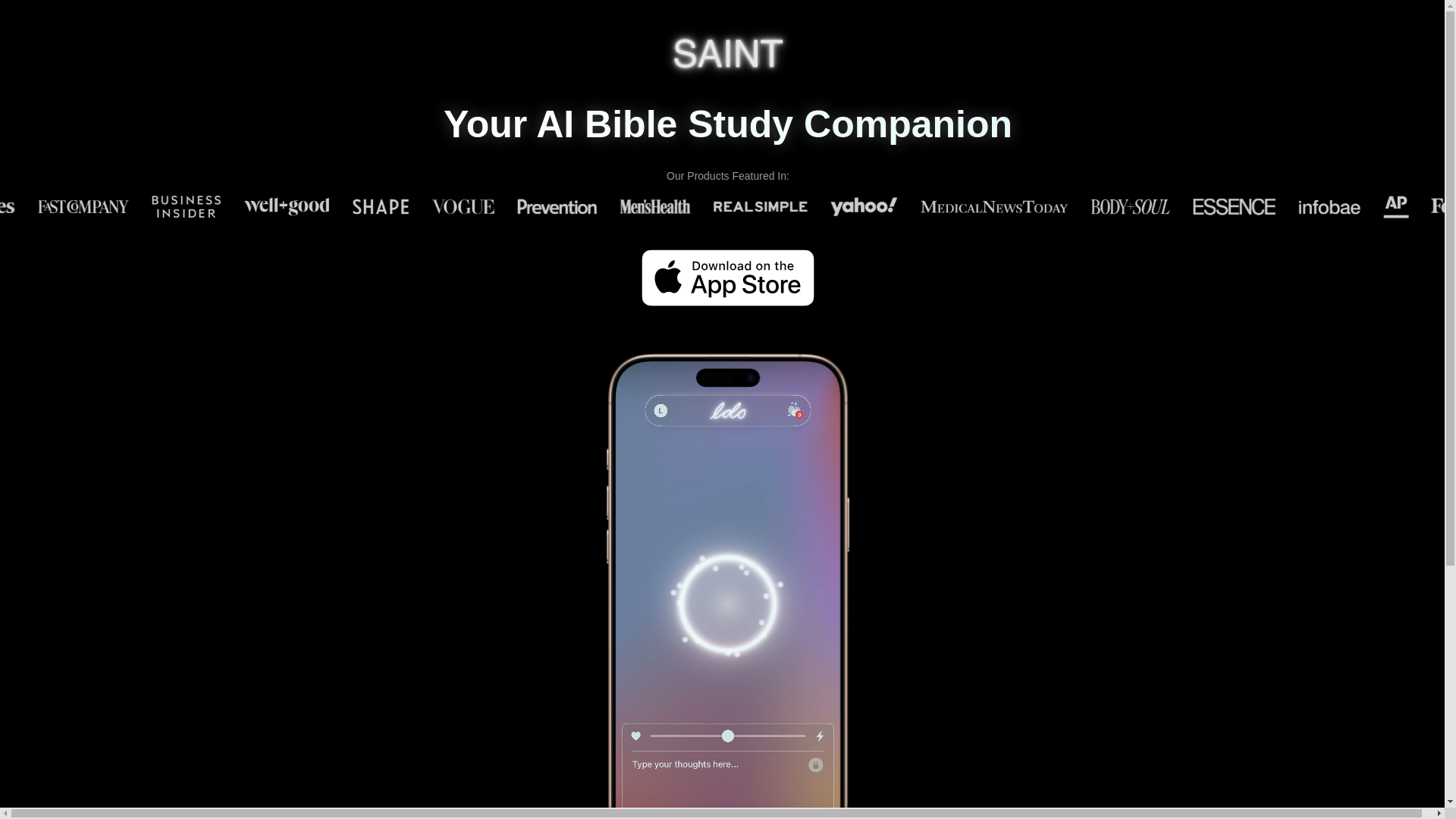 website screenshot of https://saint-app-website-84r.pages.dev/