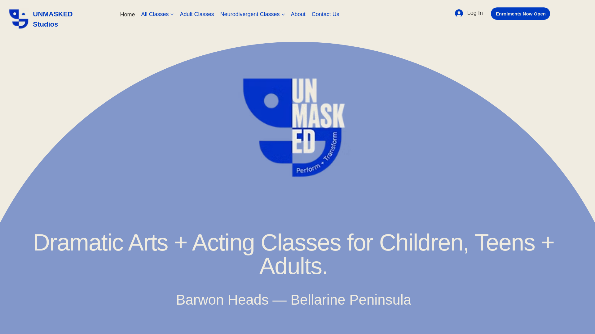 website screenshot of https://unmaskedstudios.com.au