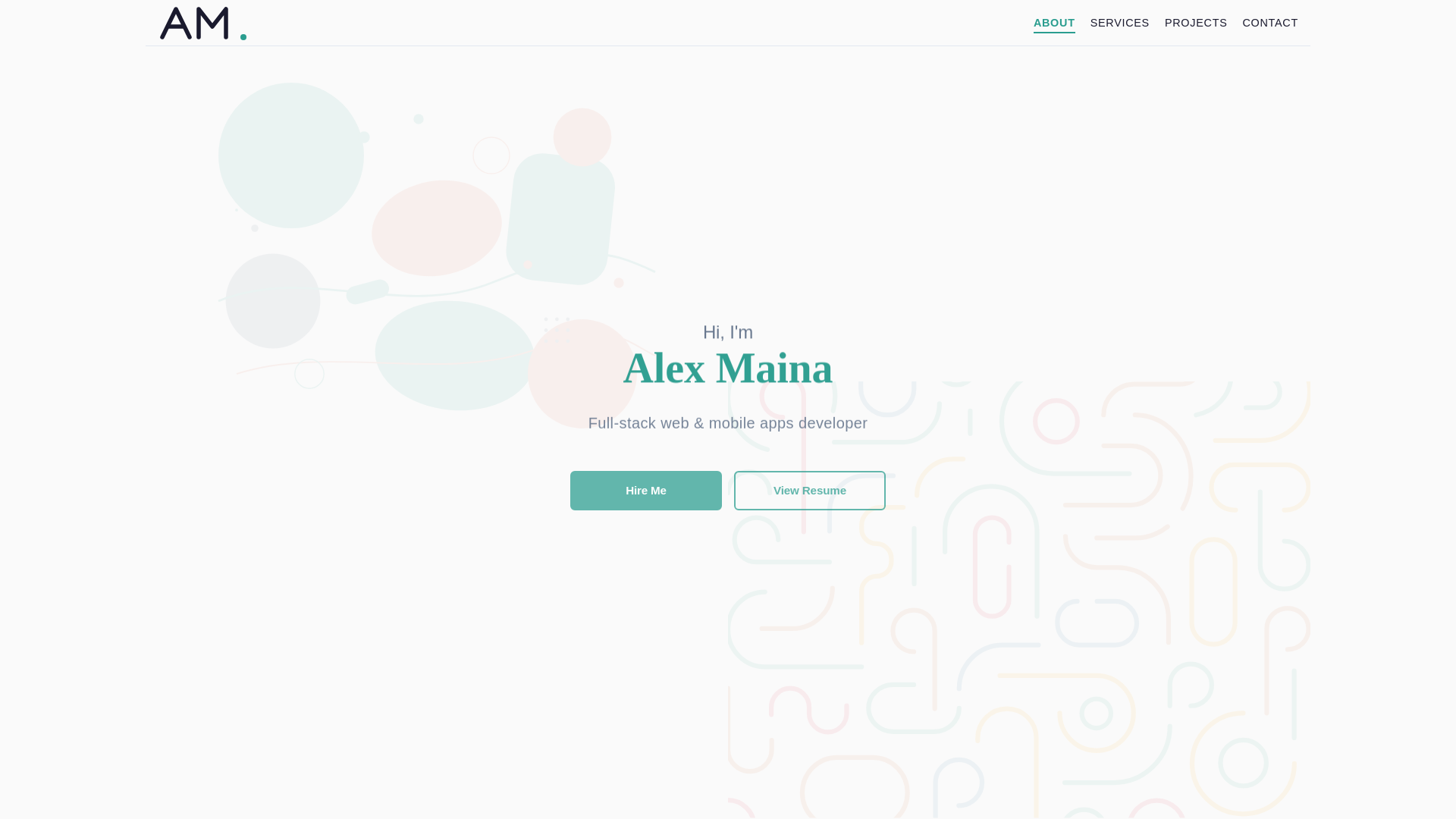 website screenshot of https://alexmaina.me/