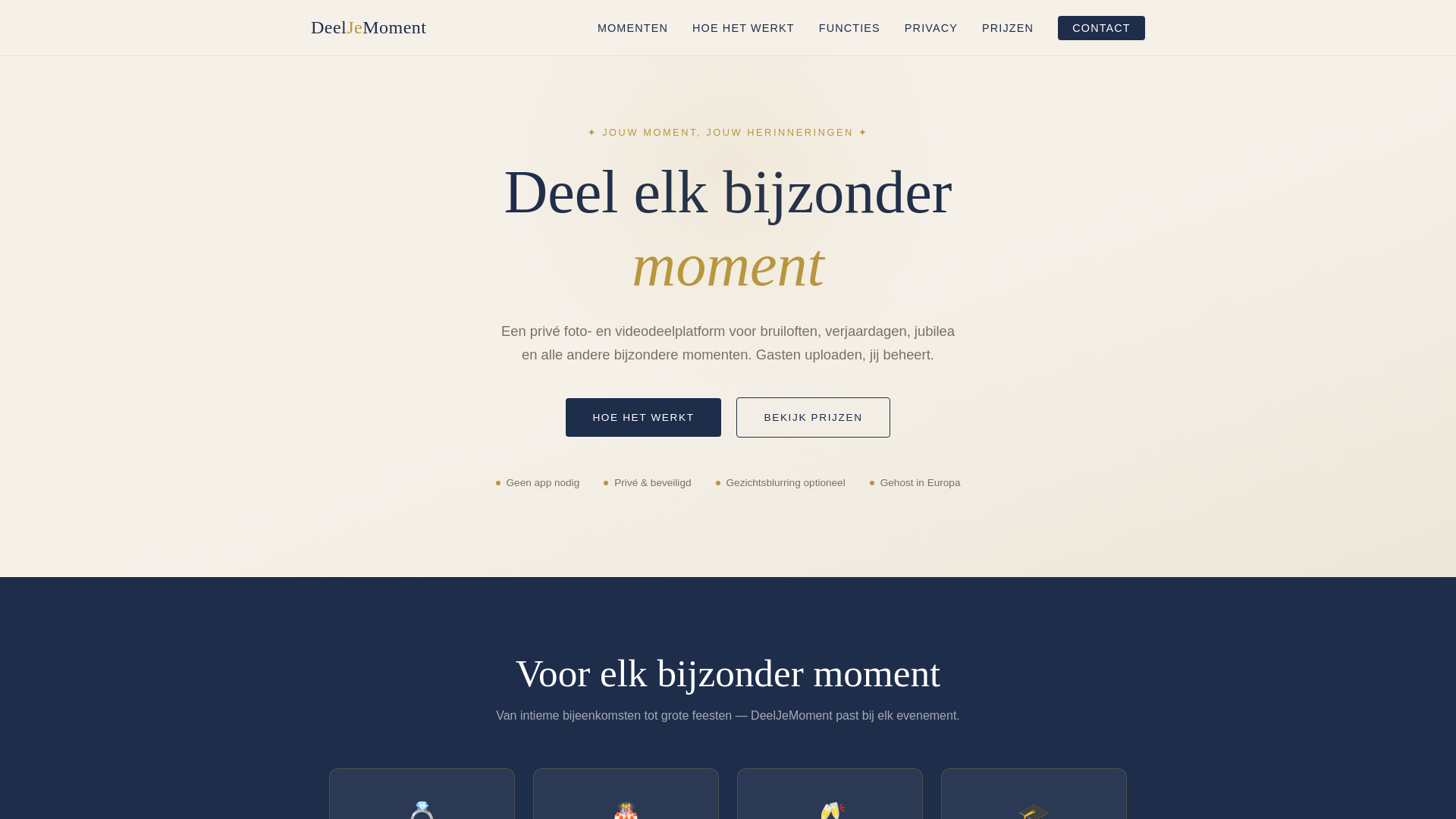 website screenshot of https://deeljemoment.nu/