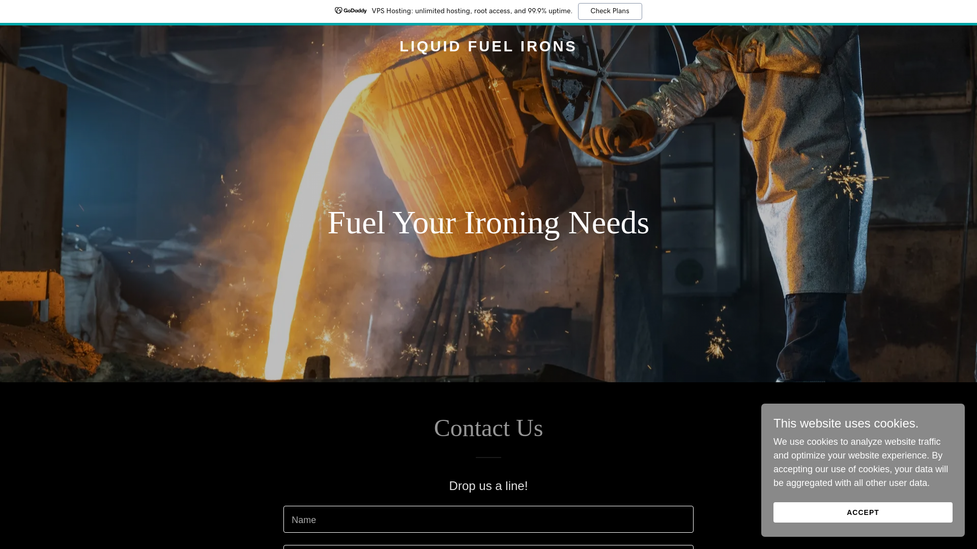 website screenshot of https://liquidfuelirons.com/