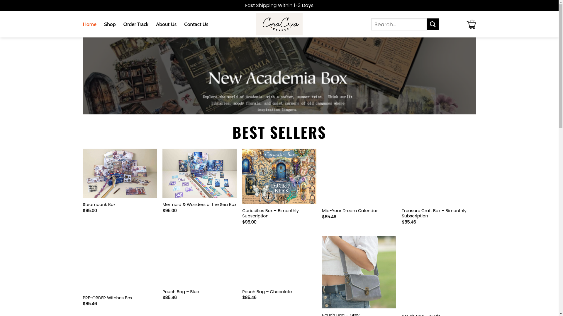 website screenshot of https://thecoracreacrafts.shop/