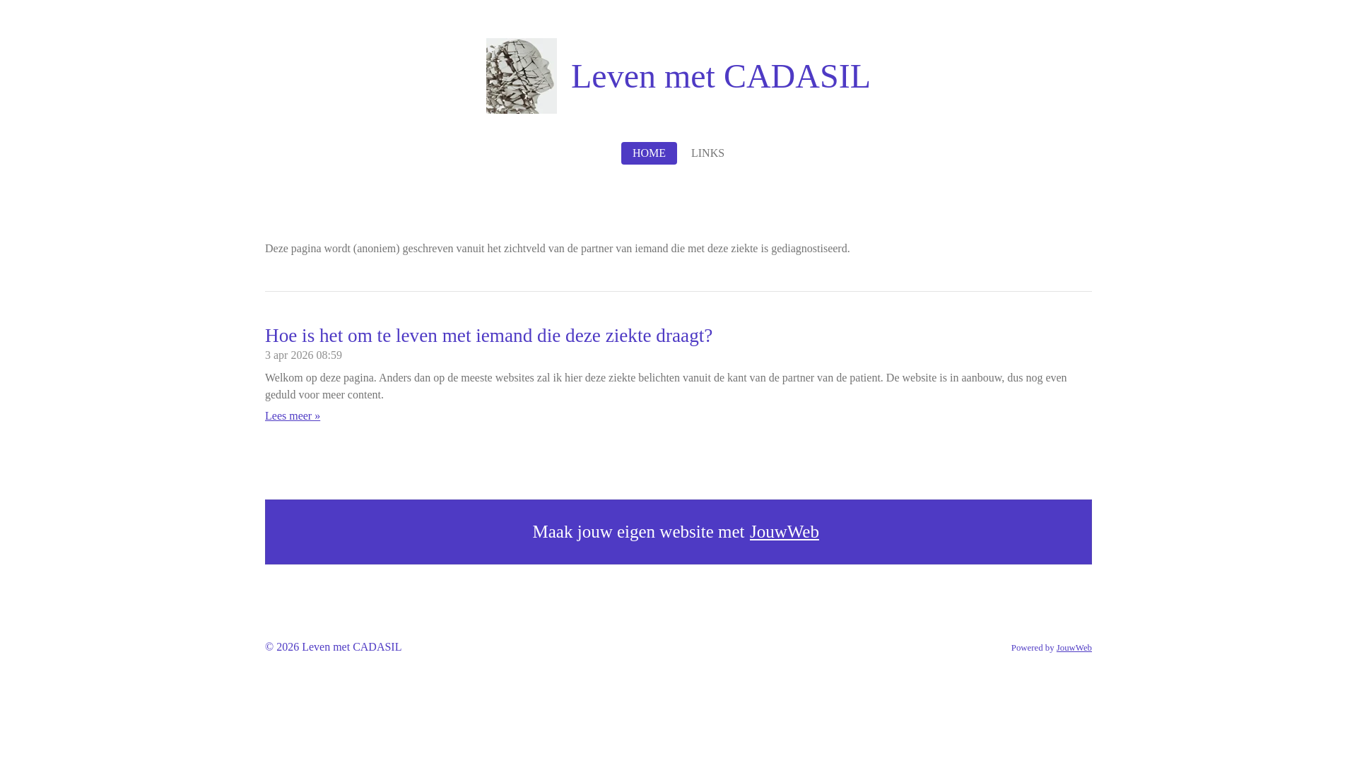 website screenshot of https://levenmetcadasil.nl